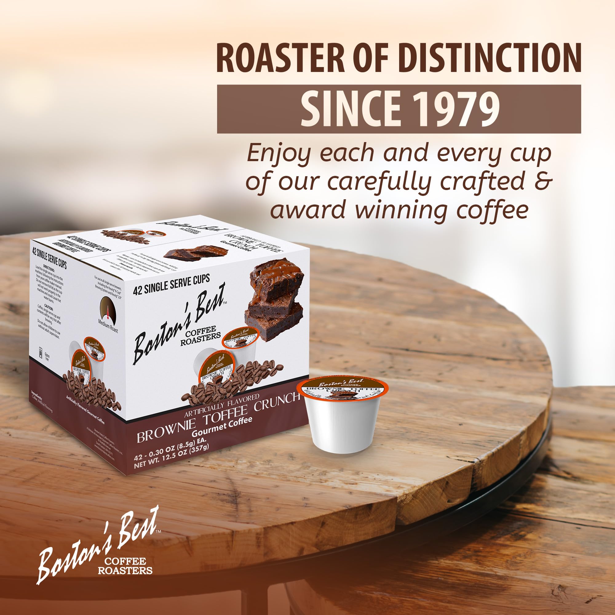Boston’s Best Gourmet Coffee - Brownie Toffee Flavor, Medium Roast K-Cups (42 Count) for Keurig Brewers | Perfect for Office, Home & Gift Giving