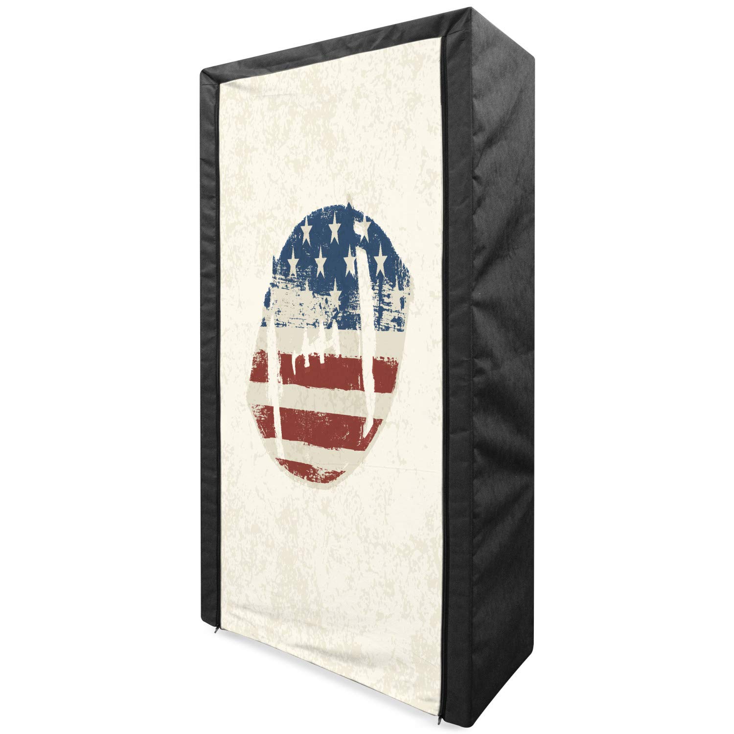 Ambesonne Sports Portable Fabric Wardrobe - Vintage Rugby Football Design with American Flag Theme, 33.5