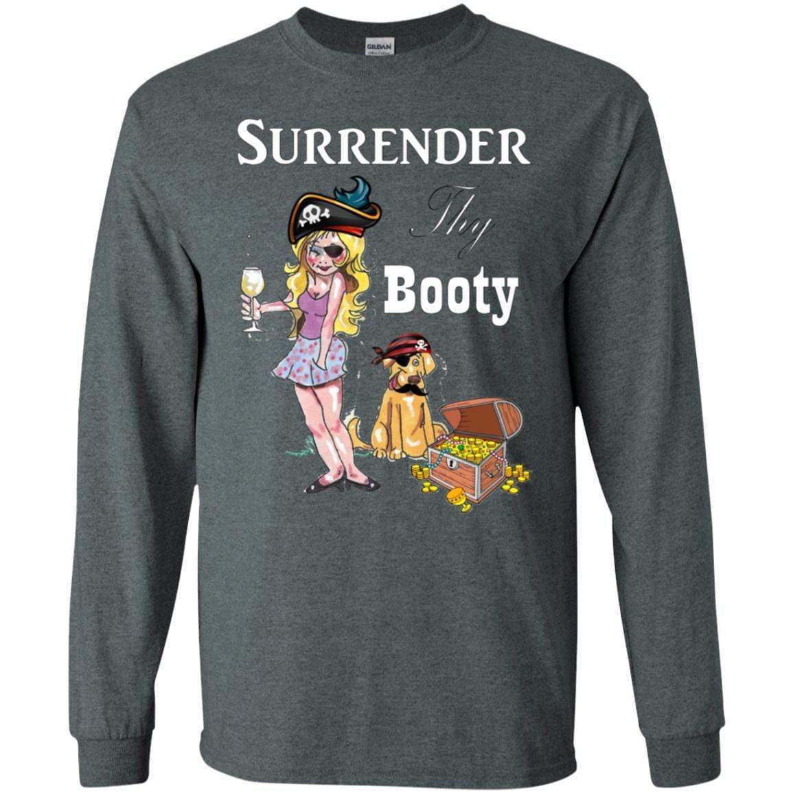 WineyBitches.Co Surrender Thy Booty Long Sleeve Ultra Soft Cotton T-Shirt for Women | Vintage Graphic Tee | Casual Wear & Lounge Outfit