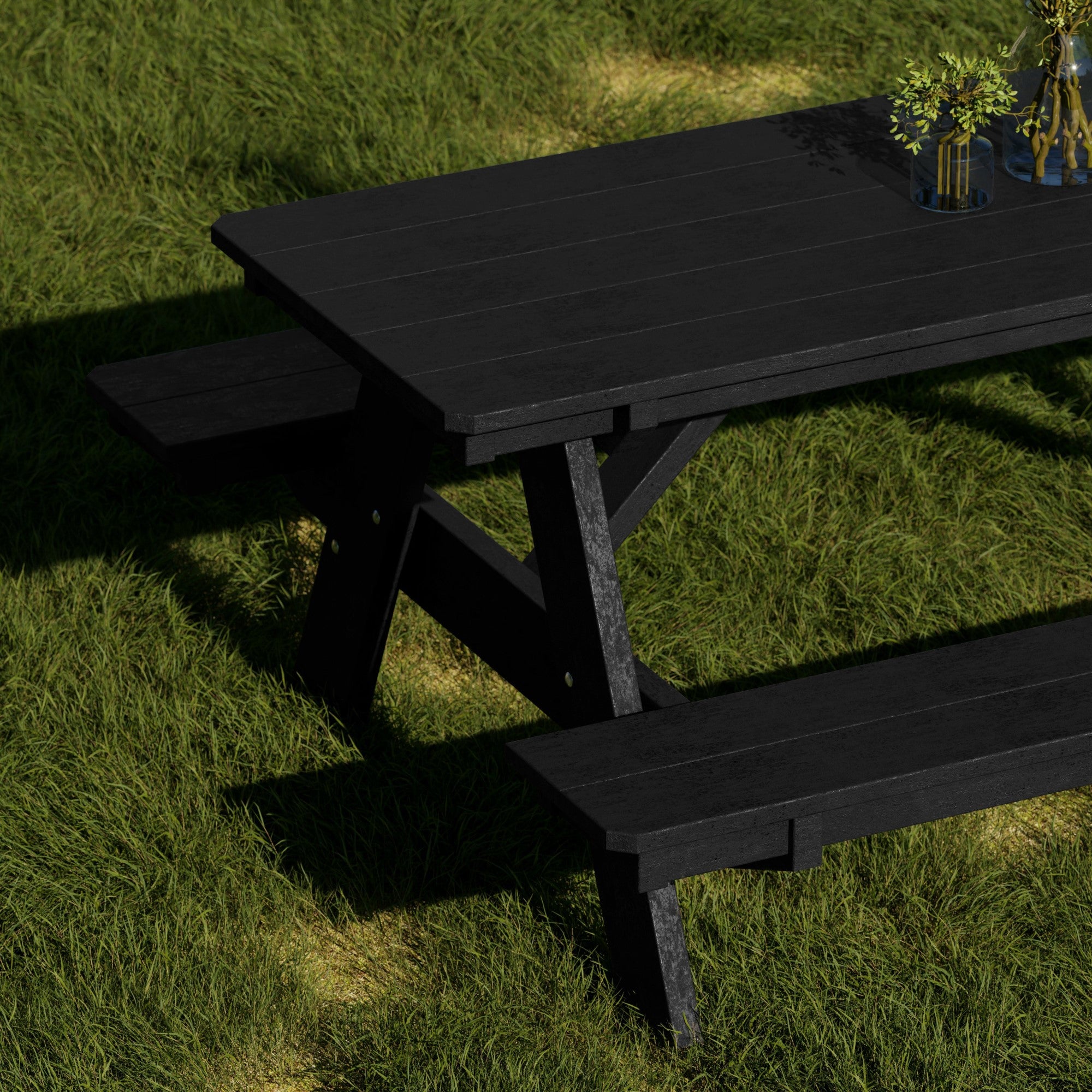 Heritage 72 Inch Outdoor Picnic Table with Attached Benches - Durable All-Weather Patio Furniture for Backyard, Garden, and Park Gatherings