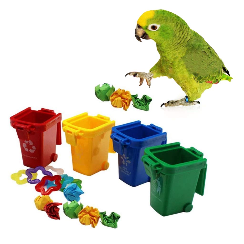 4-Piece Mini Trash Can Set - Small Garbage Bin for Peony Parrot Intelligence Training | Perfect for Bird Cages, Pet Training & Home Organization