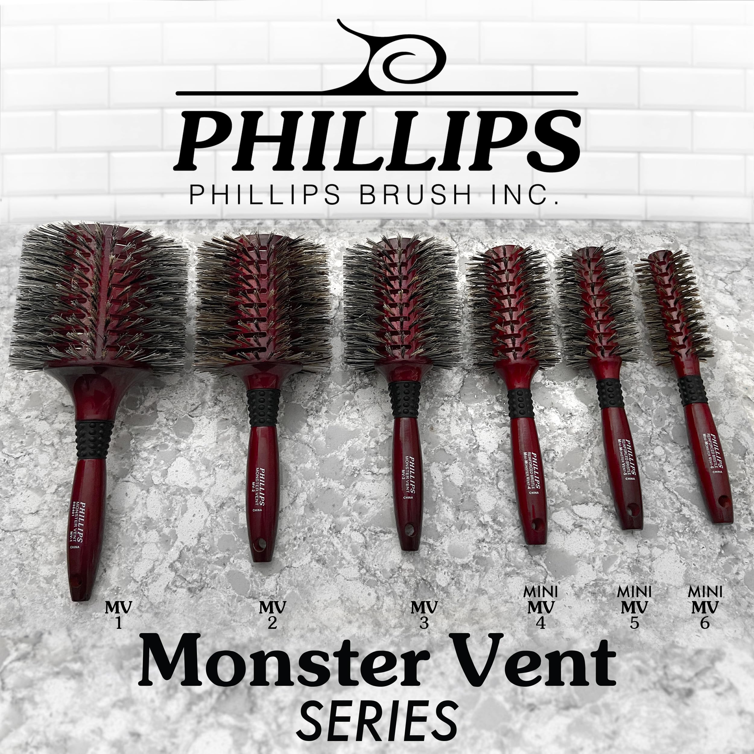 Phillips MV-4 3-Inch Boar Bristle Round Hair Brush for Smooth Blowouts & Voluminous Styling - Perfect for Salon Professionals & Home Use