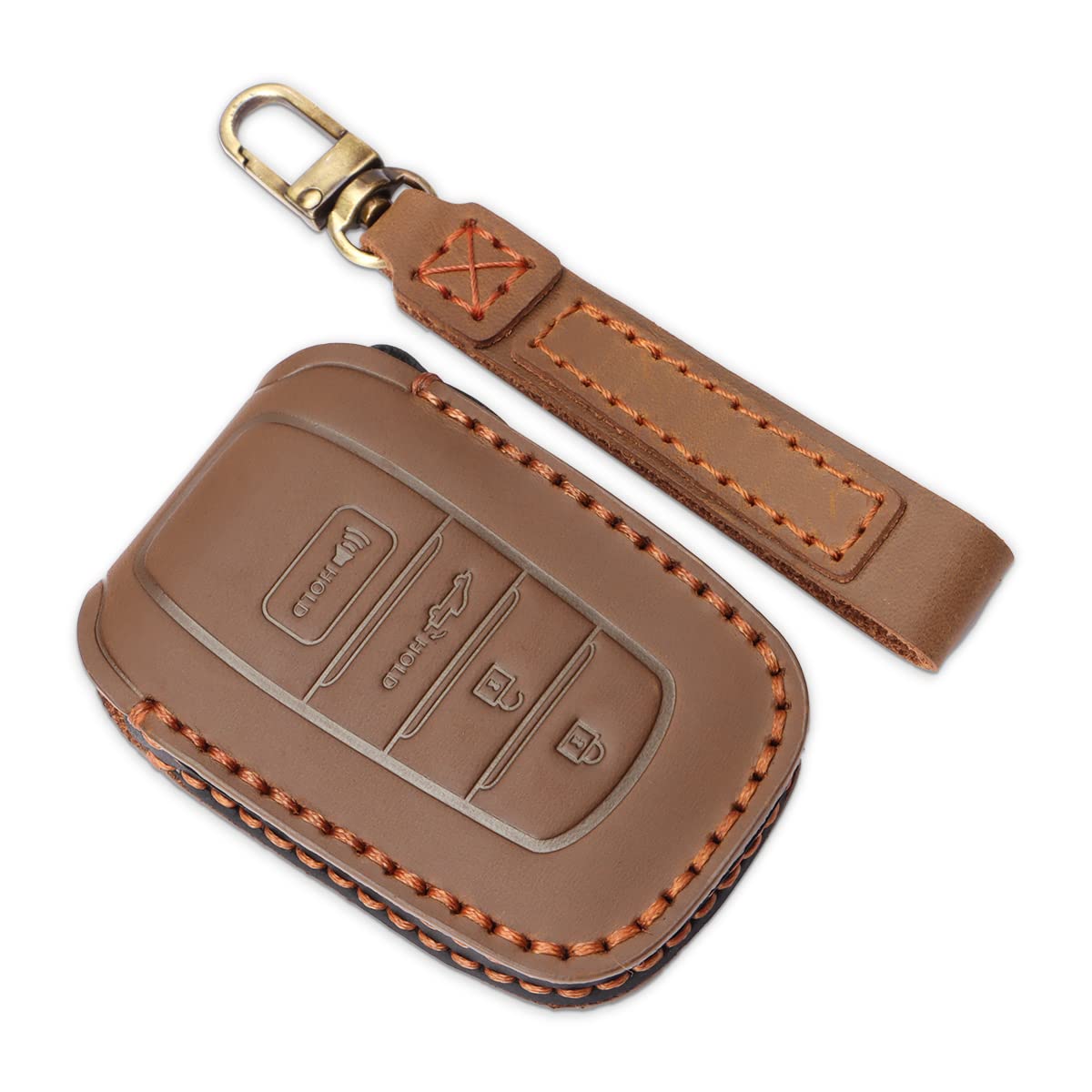 Premium Leather Key Fob Cover for 2022-2025 Toyota Tundra, 2023-2025 Sequoia, 2025 Camry, 2024 Grand Highlander & 2024 Tacoma - Durable Protection & Stylish Brown Design - Perfect for Daily Use, Travel & Car Enthusiasts