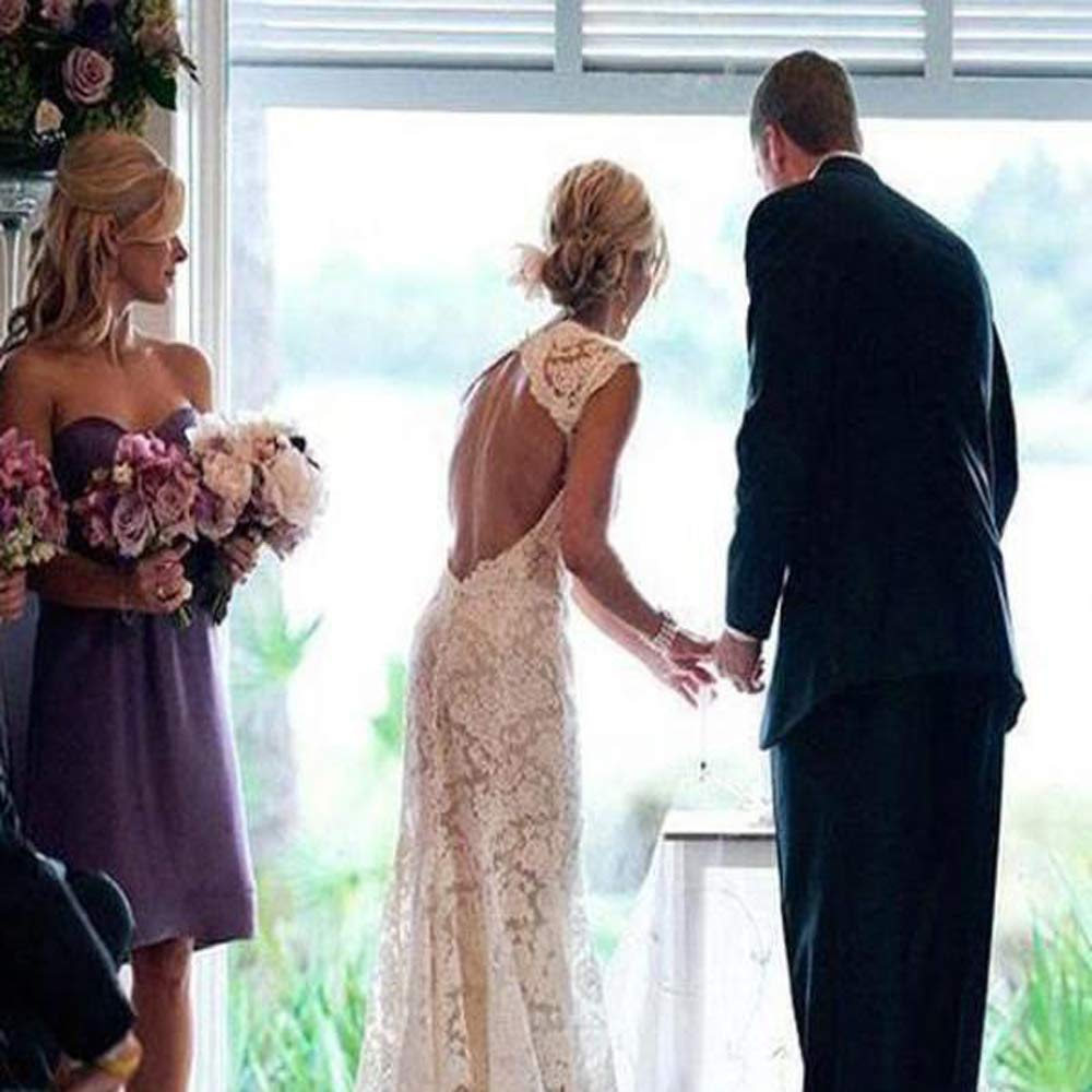 Elegant CY Lace Wedding Dress with Sexy Open Back & Bohemian Cap Sleeves - Plus Size Backless Bridal Gown for Garden Party, Beach Wedding & Boho Bridal Photoshoot
