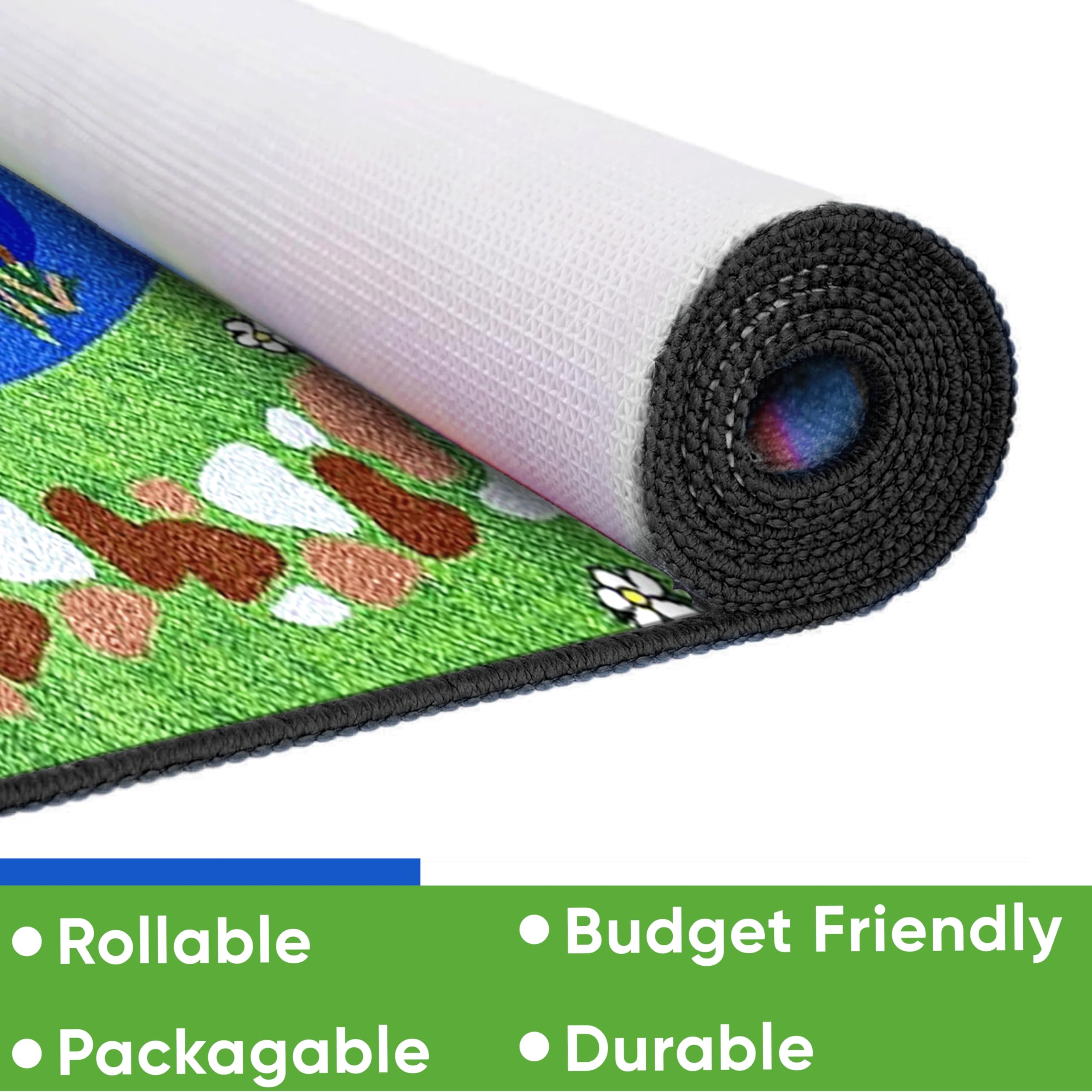 Nature Themed 4' x 6' Kids Educational Play Rug - Non-Slip Daycare Carpet for Playroom, Nursery, Bedroom & Classroom | Durable Rectangle Children's Activity Mat for Learning & Fun | Perfect for Toddler Play Areas, Preschool Activities & Home Decor