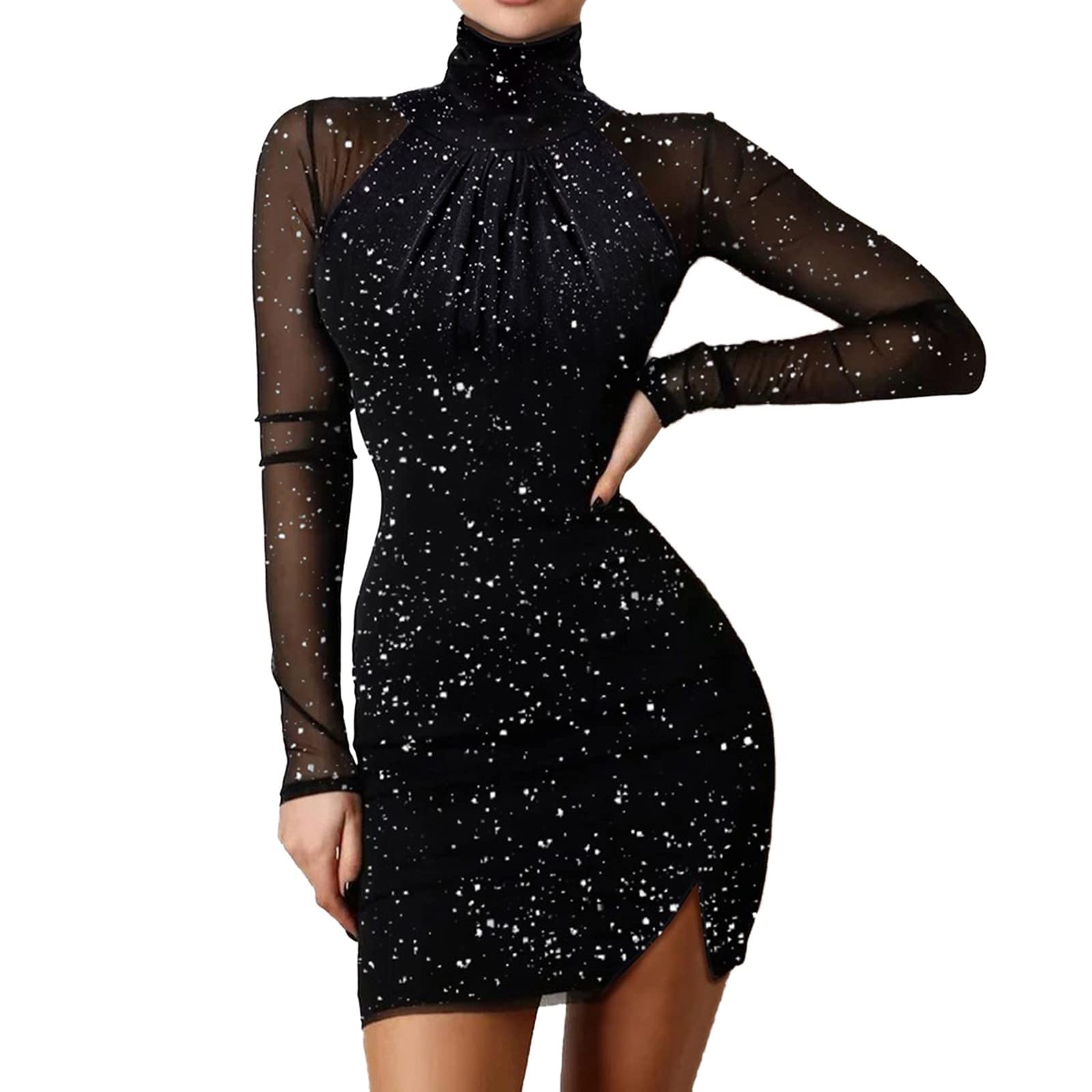 Nevera Women 2022 New Sexy One Piece Halter Top Sequin Shiny Pants Bodycon Jumpsuit Clubwear, XX-Large Black, Night Out Party Dress for Clubbing Dating Cocktail Events