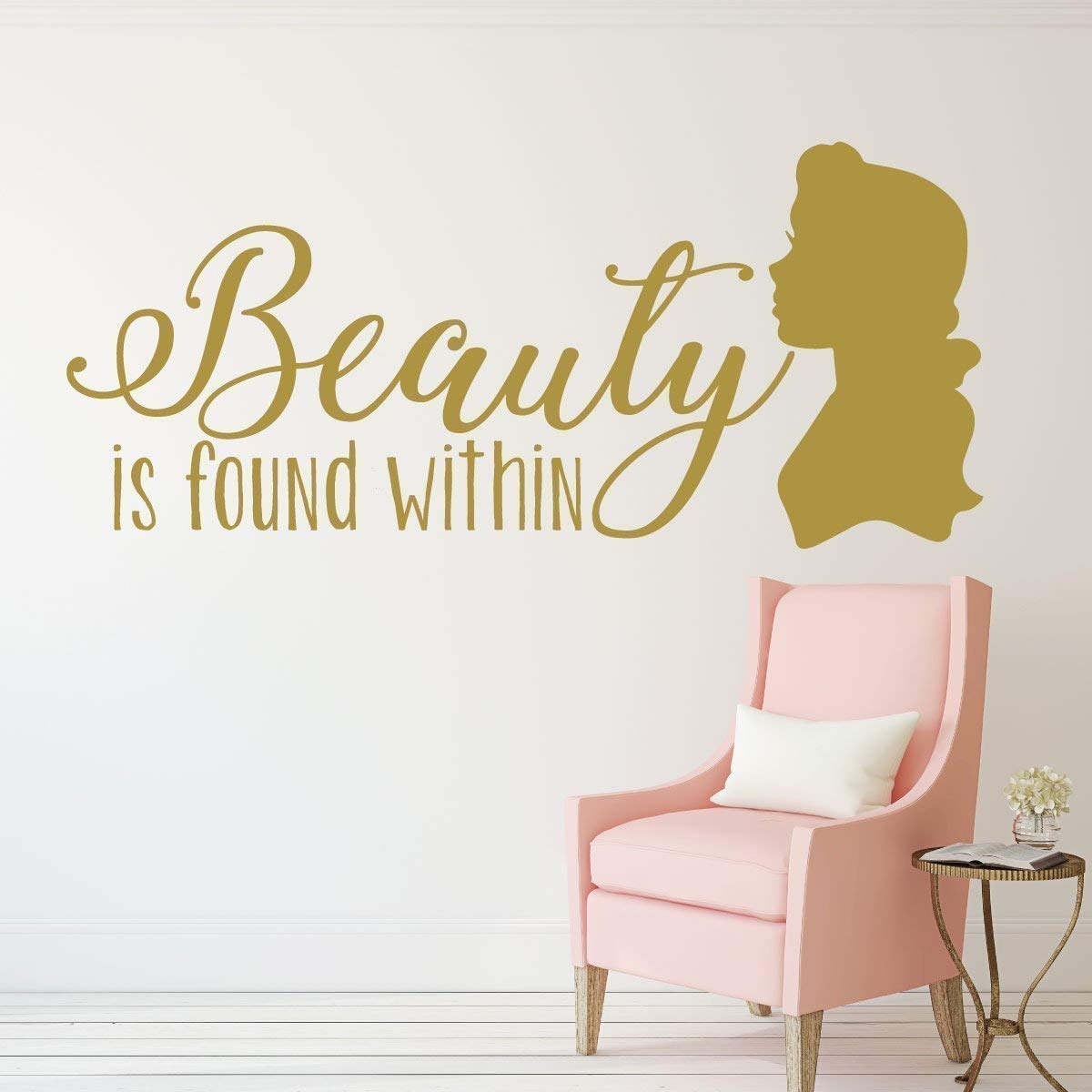 Beauty and the Beast Wall Decor - 'Beauty is Found Within' Quote from Belle - Disney Princess Themed Room Decor for Kids, Teens, Girls Bedroom, Nursery & Bathroom - Perfect for Disney Fans & Fairy Tale Themed Rooms