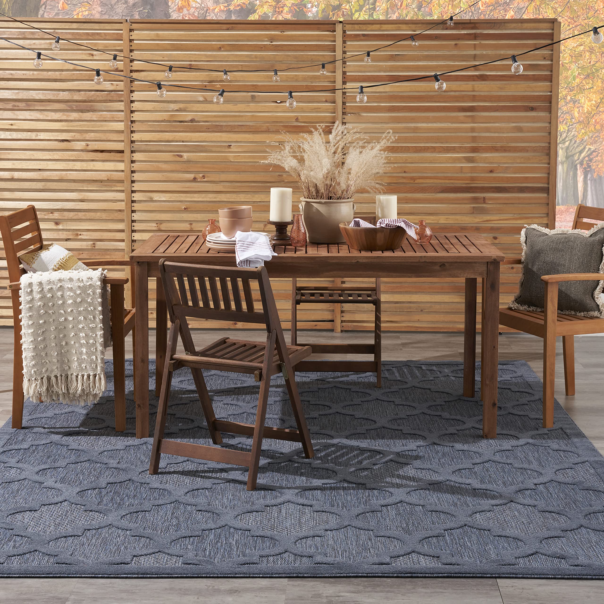 Nourison Easy Care Moroccan Navy Blue 9' x 12' Area Rug - Trellis Design, Non-Shedding & Easy Cleaning - Perfect for Bedroom, Living Room, Dining Room, Backyard, Deck & Patio (9x12) - Ideal for Indoor/Outdoor Use & High-Traffic Areas