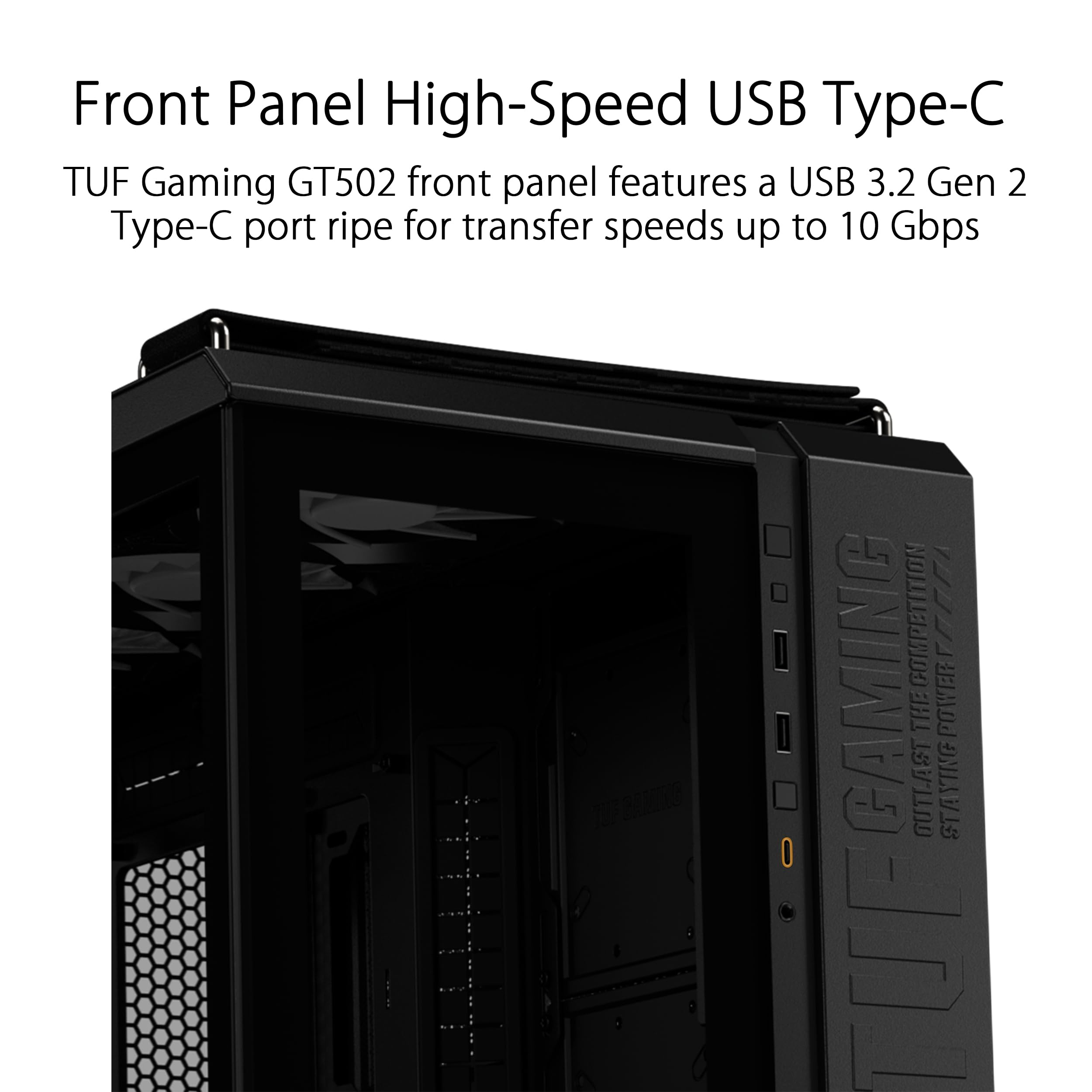 ASUS TUF Gaming GT502 Plus ATX Mid Tower PC Case - Dual Chamber Design, Independent CPU & GPU Cooling Zones, Tool-Free Side Panels, USB 3.2 Gen 2 Type-C, 4 ARGB Fans - White | Perfect for Gaming Rigs, Streaming Setups & High-Performance PC Builds