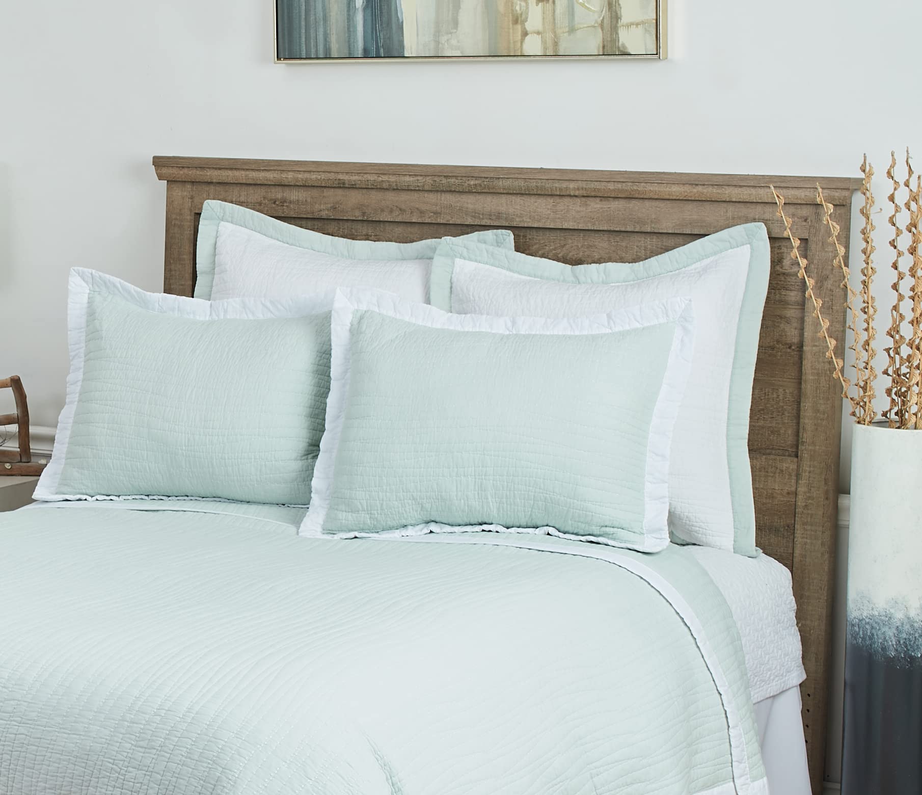 C&F Home Kinsley Sea Glass Full/Queen 3-Piece Reversible Quilt Set with 2 Standard Shams - Coastal Blue & Green Bedding for Master & Guest Bedrooms - Perfect for Beach House Decor & Cozy Home Styling