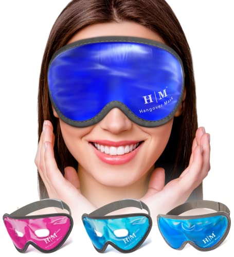 Reusable Cold Gel Eye Mask for Puffy Eyes & Dark Circles - Adjustable Strap Ice Pack for Headache & Sinus Relief - Perfect for Hangover, Migraine & Sleep Aid