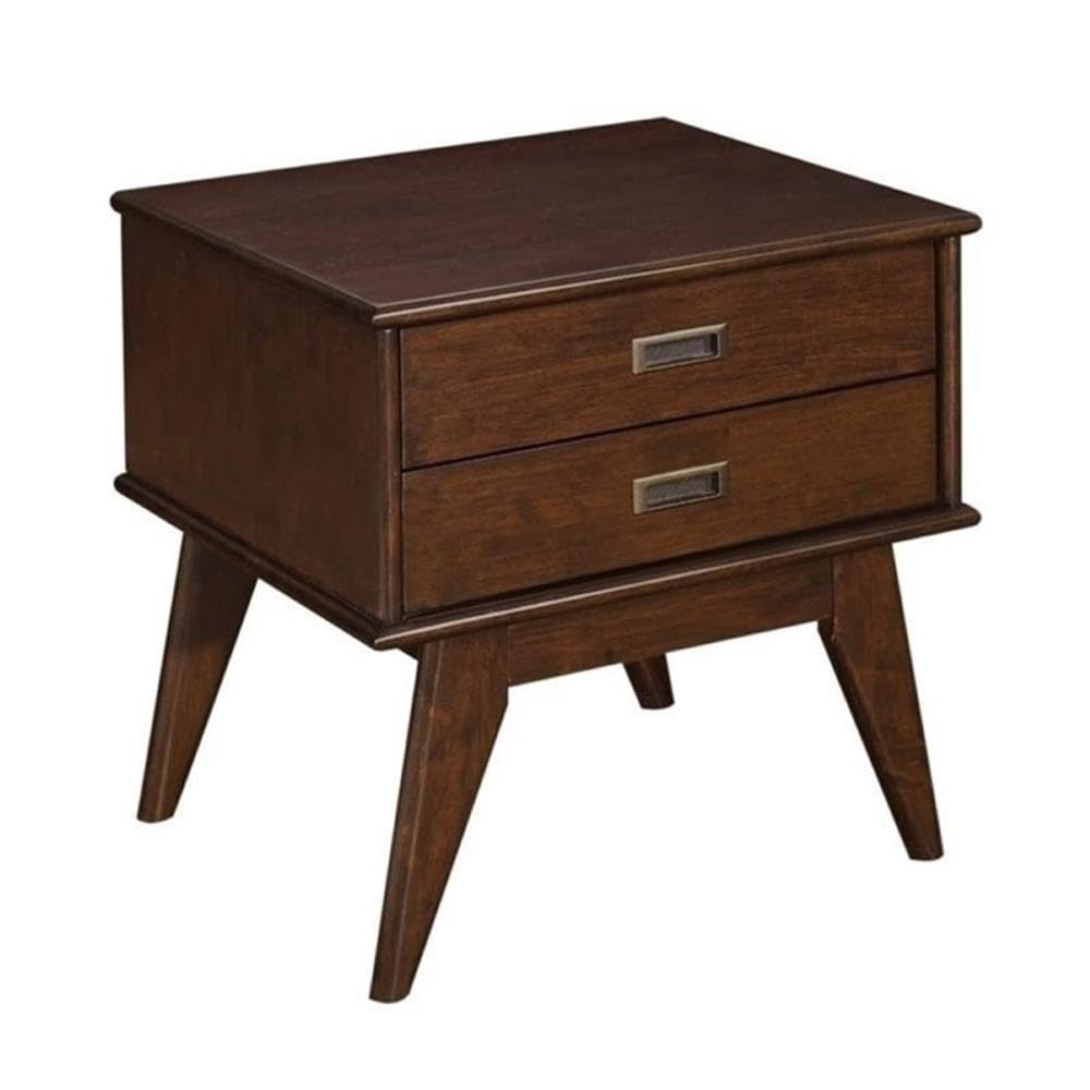 Small Square End Table with Storage Drawer - Rustic Dark Brown Nightstand for Bedroom, Narrow Telephone Table for Living Room & Small Spaces - Perfect for Sofa Side, Bedside Corner & Apartment Decor