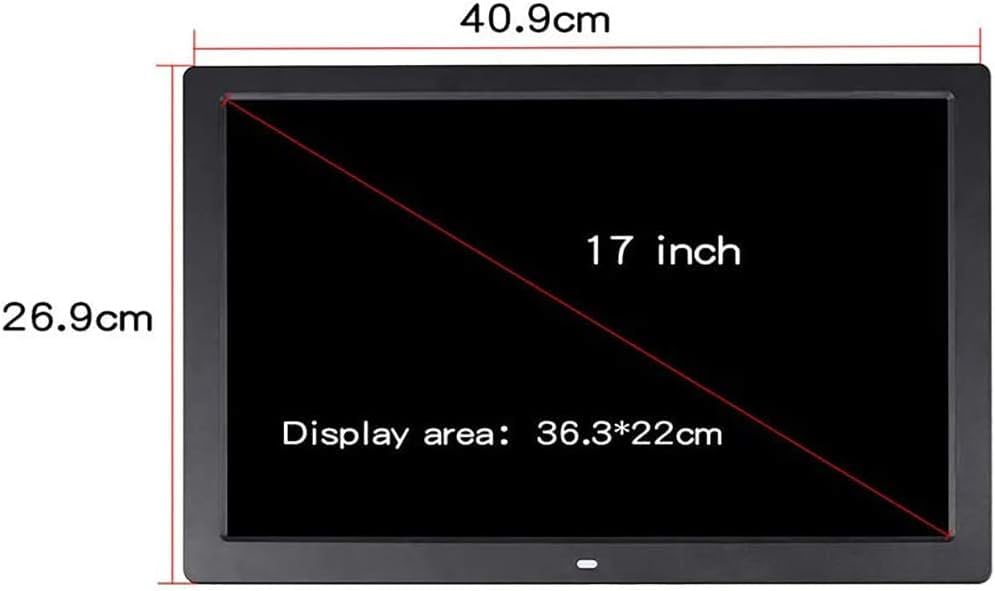 17-Inch Digital Photo Frame with 1440x900 Full HD LED Display - Music & Video Player, Alarm Clock, Calendar - Remote Control, USB/SD Card Support - Perfect for Home, Office & Gifts (Black)
