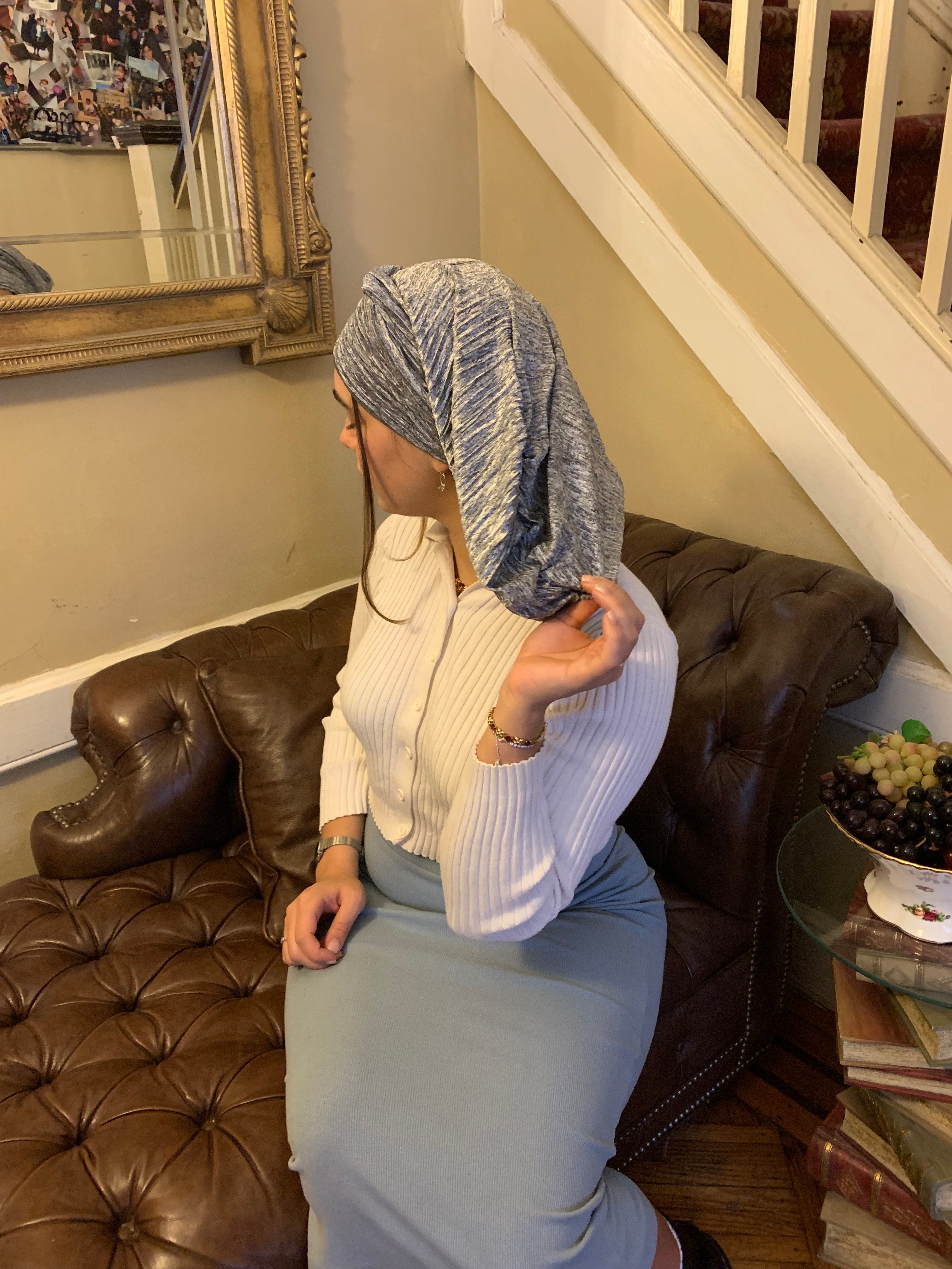 Shades of Grey Headscarf - 10 Way Tie Snood Hijab for Women | Premium Wrap Around Scarf Made in USA | Perfect for Work, Travel & Special Occasions