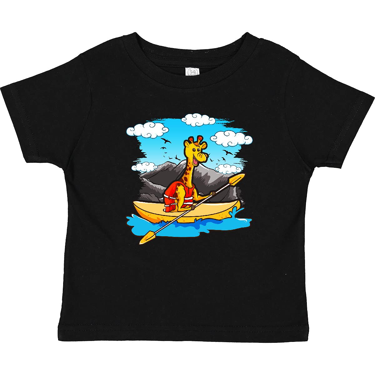 Inktastic Kayaking Kids Giraffe Print Toddler T-Shirt - Fun Animal Graphic Tee for Boys & Girls - Perfect for Kayaking, Beach Trips & Outdoor Adventures
