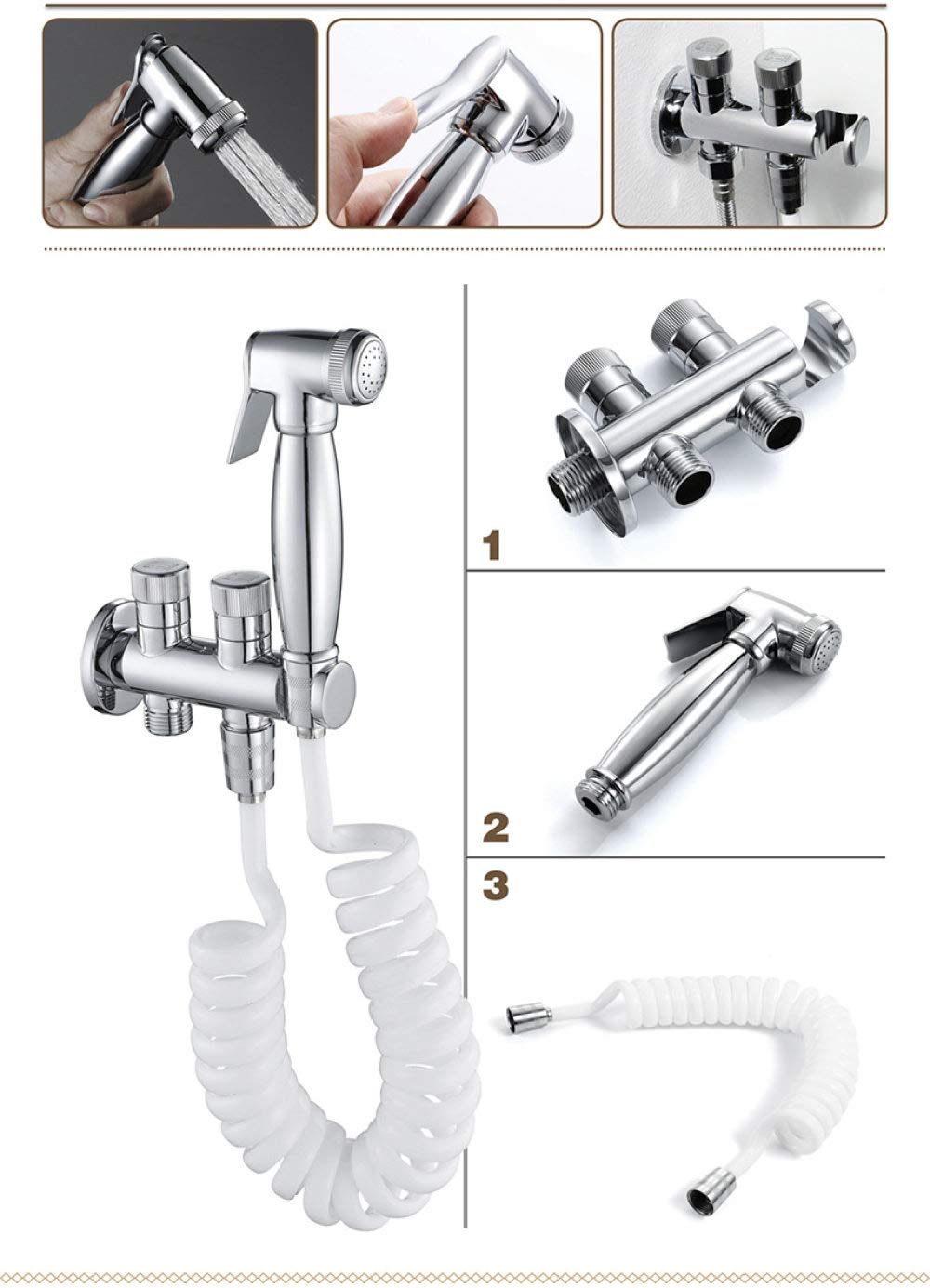 Premium Wall-Mounted Bathroom Handheld Bidet Sprayer - Shattaf Toilet Sprayer for Personal Hygiene & Potty Training | Perfect for Bottom Cleaning, Baby Care & Postpartum Use | Easy Install Stainless Steel Water Sprayer for Toilet & Shower Areas
