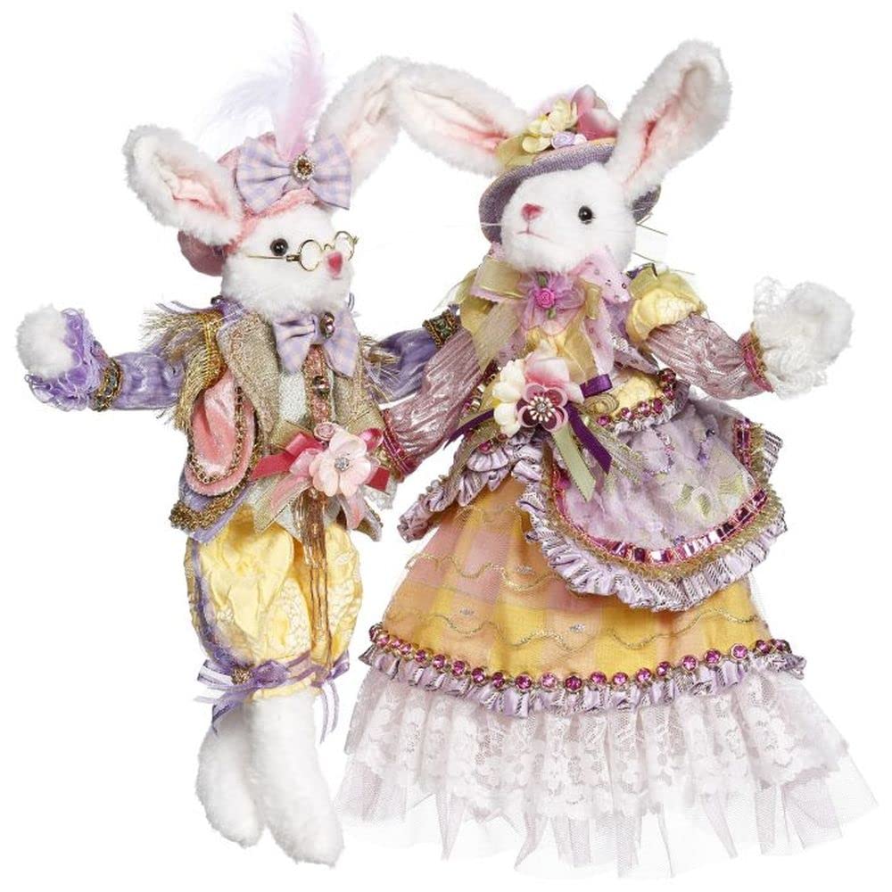 Mark Roberts Spring 2022 Mr. & Mrs. Cottontail Rabbit Figurines - Set of 2 Adorable 11-13 inch Bunny Decor for Easter, Spring Home Decor, Table Centerpiece & Gift