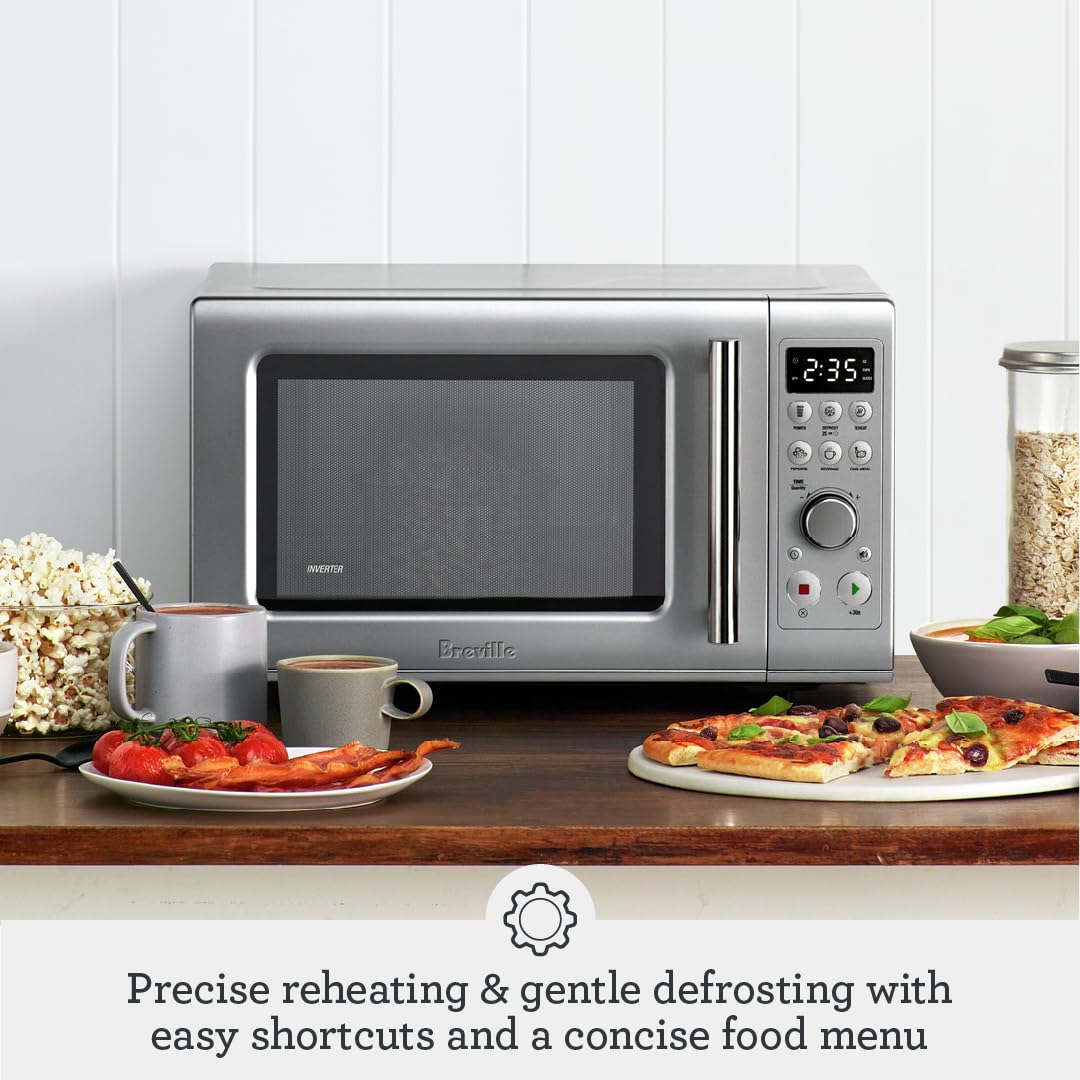 Breville BMO650SIL Compact Wave Soft Close Microwave Oven - Silver | Countertop Microwave with Quiet Close Door | Perfect for Small Kitchens, Dorms & Offices