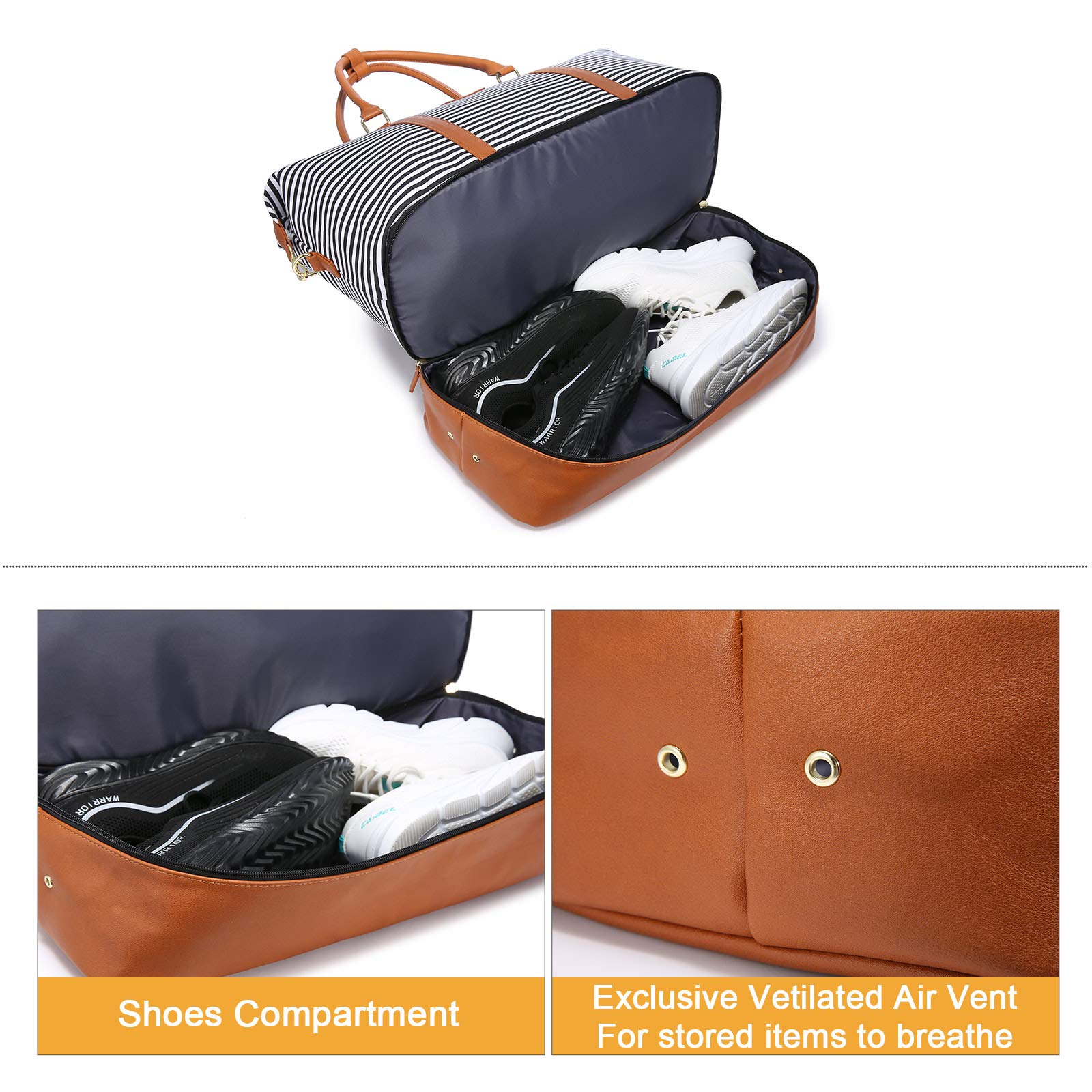 Sucipi Women's Canvas Weekender Travel Duffle Bag with Shoe Compartment & Toiletry Pouch - Perfect Carry-On Gym Bag for Weekend Getaways, Overnight Trips, Hospital Visits, and Labor & Delivery