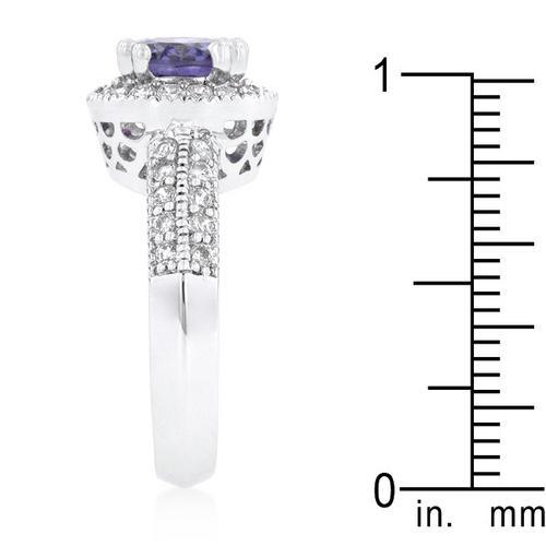 Exquisite Dark Purple Halo Engagement Ring - 14K White Gold Diamond Wedding Band for Women - Perfect for Proposals, Anniversaries & Romantic Occasions