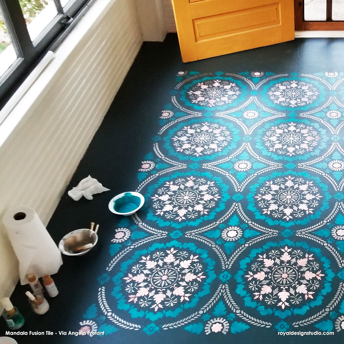 Mandala Fusion Tile Stencil - Reusable DIY Painting Template for Wall, Floor & Furniture Decoration - Perfect for Home, Yoga Studios & Meditation Spaces