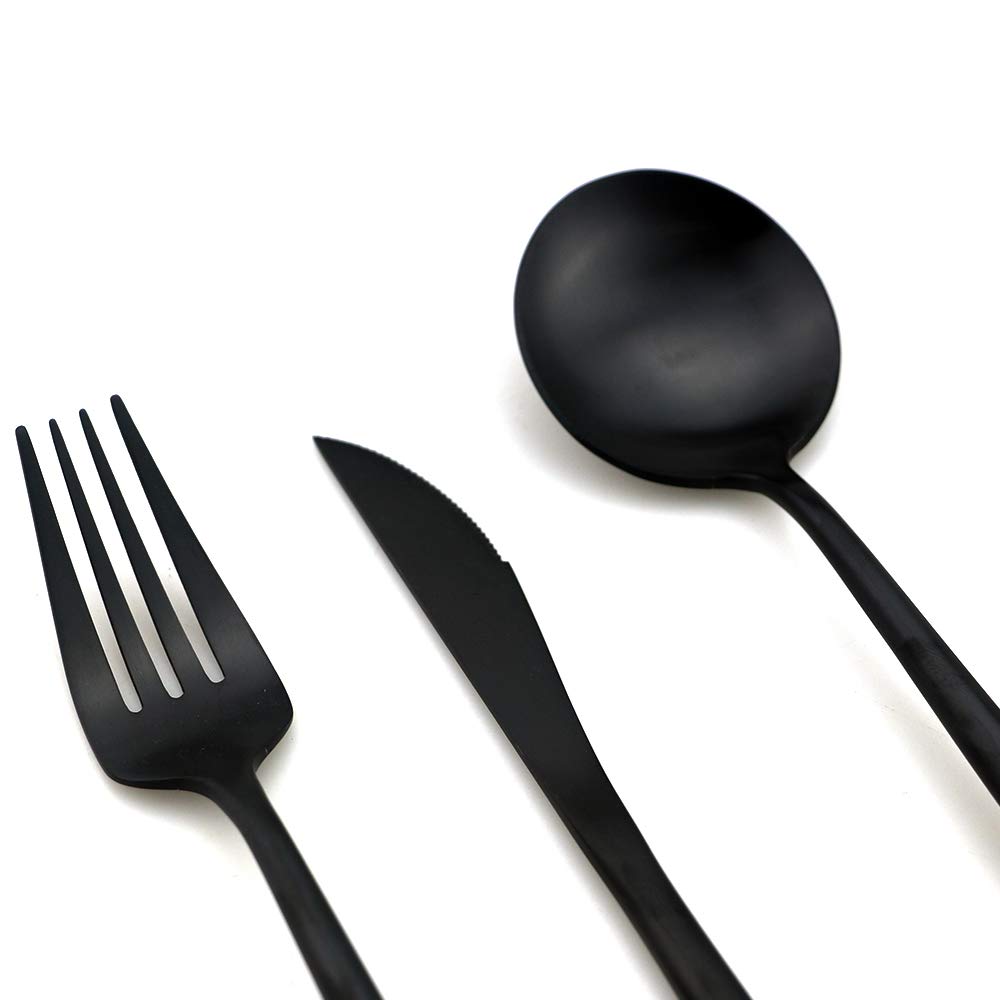 Premium Titanium-Coated 7-Piece Travel Cutlery Set - Durable 18/10 Stainless Steel Camping Flatware with Cotton Pouch - Compact Silverware for Outdoor Adventures, Picnics, Hiking & Work Lunch