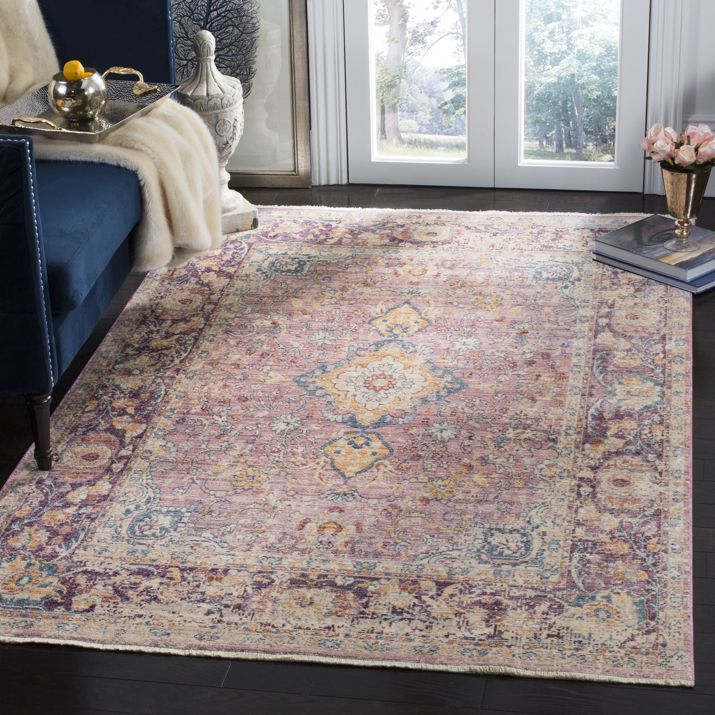 SAFAVIEH Naples Collection 8' Round Sand/Stone NA702A Handmade Traditional Premium Wool Area Rug - Perfect for Living Room, Bedroom & Home Decor