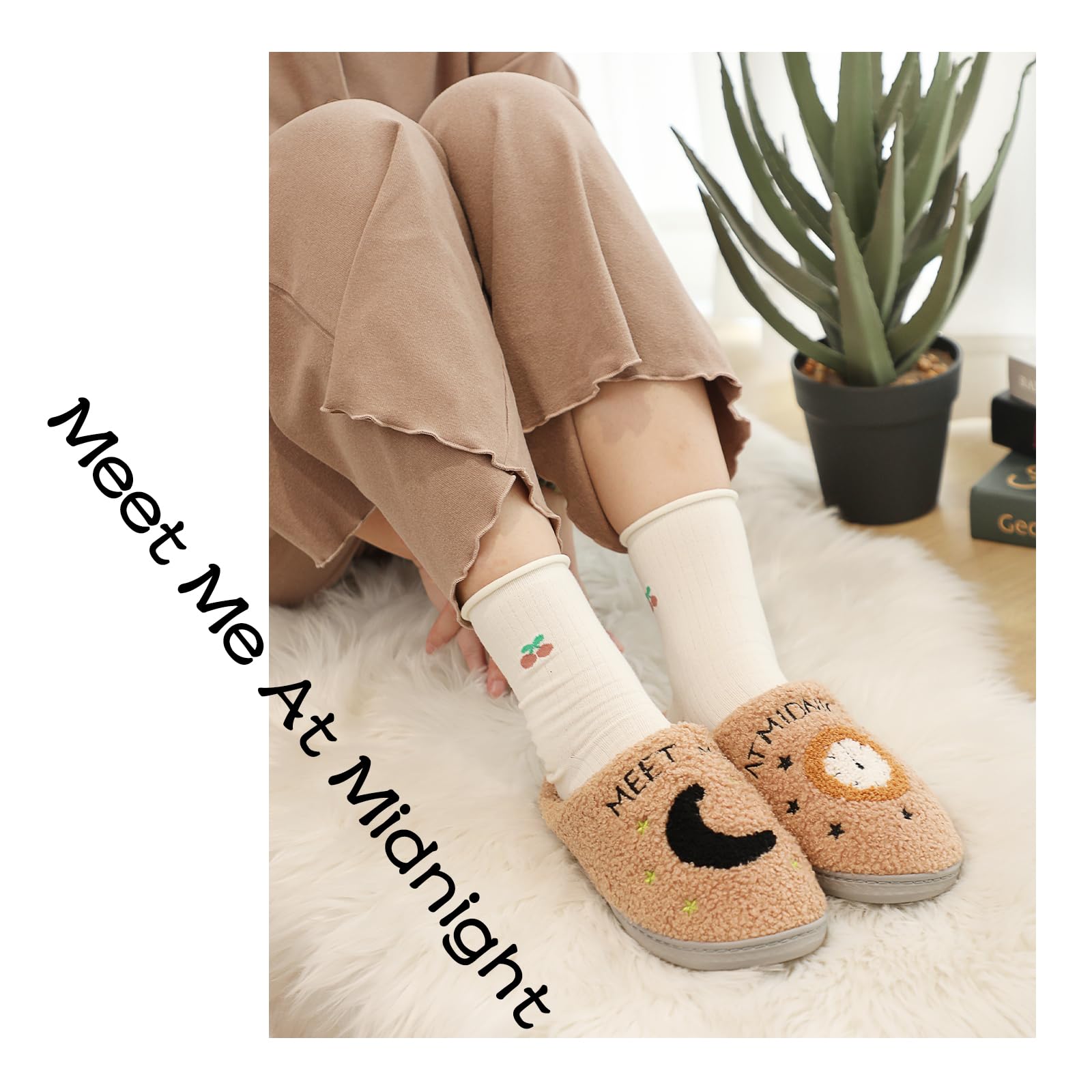 Cysincos Cozy Winter Slippers for Women & Men - Plush Fuzzy House Slides with Non-Slip Sole (Size 5.5-12.5) | Warm Indoor/Outdoor Home Footwear for Relaxing & Lounging