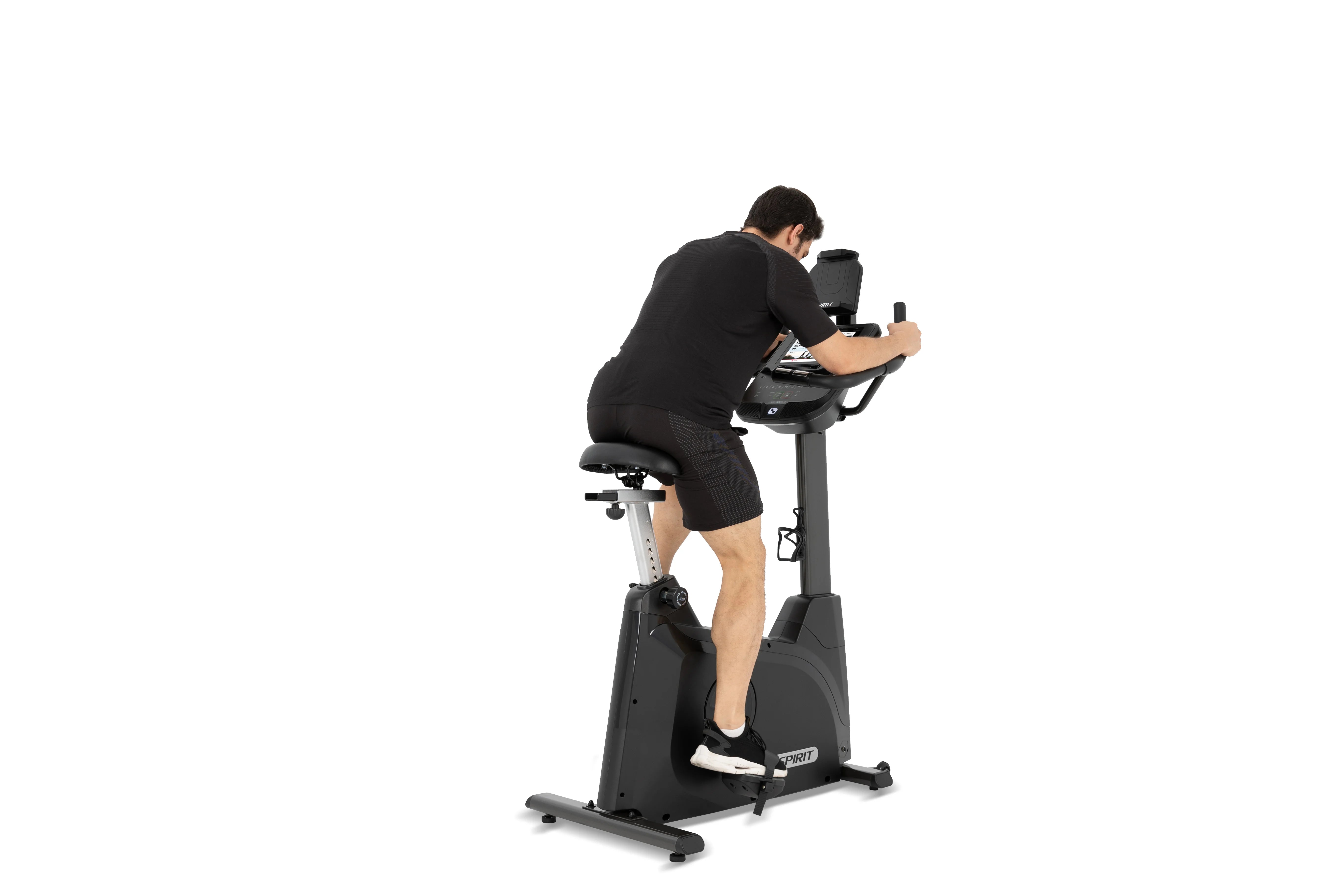 Spirit XBU55ENT Upright Exercise Bike with Entertainment Features - Home Gym Equipment for Cardio Workouts & Indoor Cycling Training - Perfect for Small Spaces & Apartment Fitness