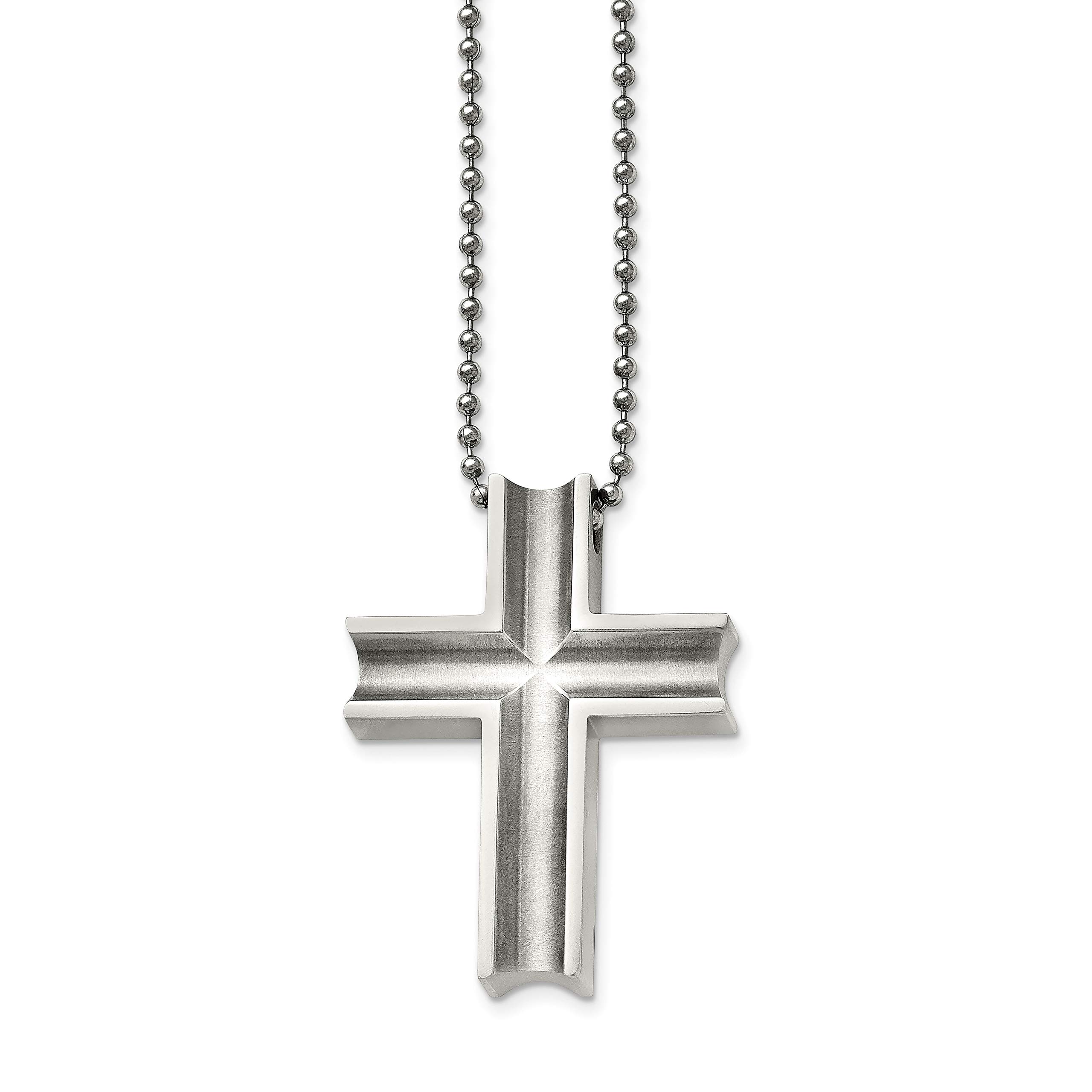 Stunning Titanium Polished Cross Necklace for Men & Women - Elegant Religious Jewelry Gift for Baptism, Confirmation & Everyday Wear