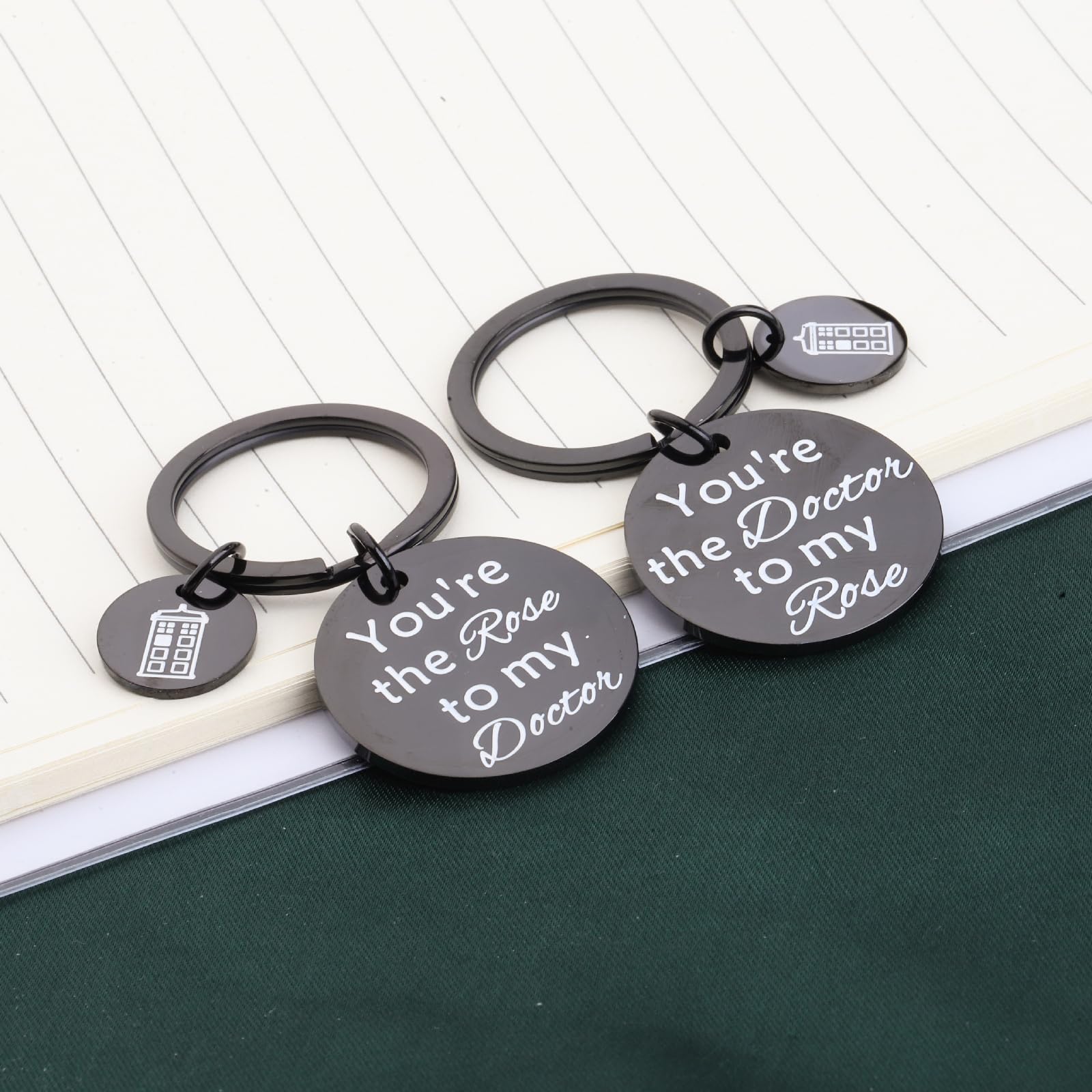 BAUNA Doctor Who Inspired Police Box Keychain Set - Couple Gift for Him and Her, Perfect for Anniversary, Valentine's Day & Geeky Fan Gifts