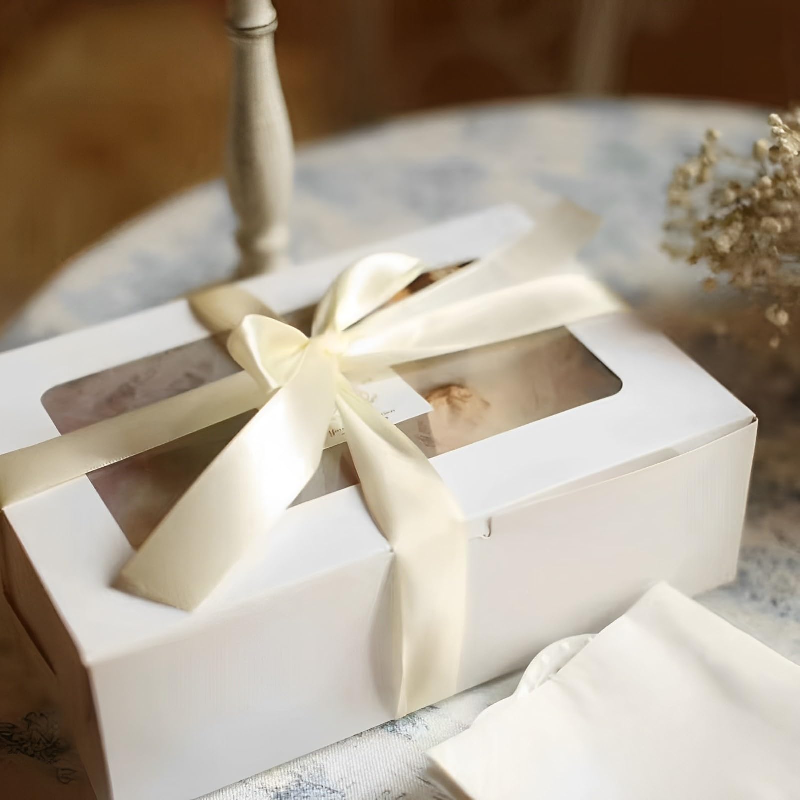 20pcs White Cookie Boxes with Window - Gift Pastry Boxes for Donuts, Bread & Holidays