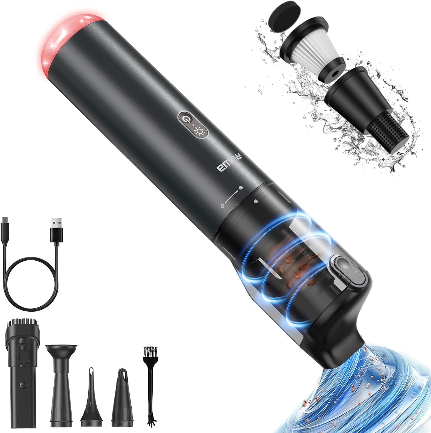 **Ruwa Cordless Handheld Vacuum Cleaner - 14000PA High Power, 2-Speed Rechargeable Mini Vacuum for Car, Home & Pet Hair, 300ml Dust Cup (Pewter Grey) - Perfect for Quick Car Cleaning, Pet Hair Removal & Home Dusting**