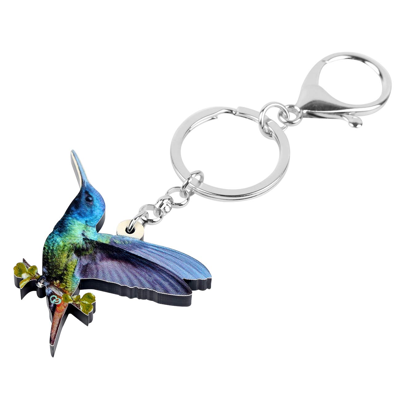 BONSNY Acrylic Blue Hummingbird Keychain - Elegant Handbag Charm for Women, Unique Car Purse Accessory & Gift Idea - Perfect for Birthday, Anniversary and Travel Souvenirs