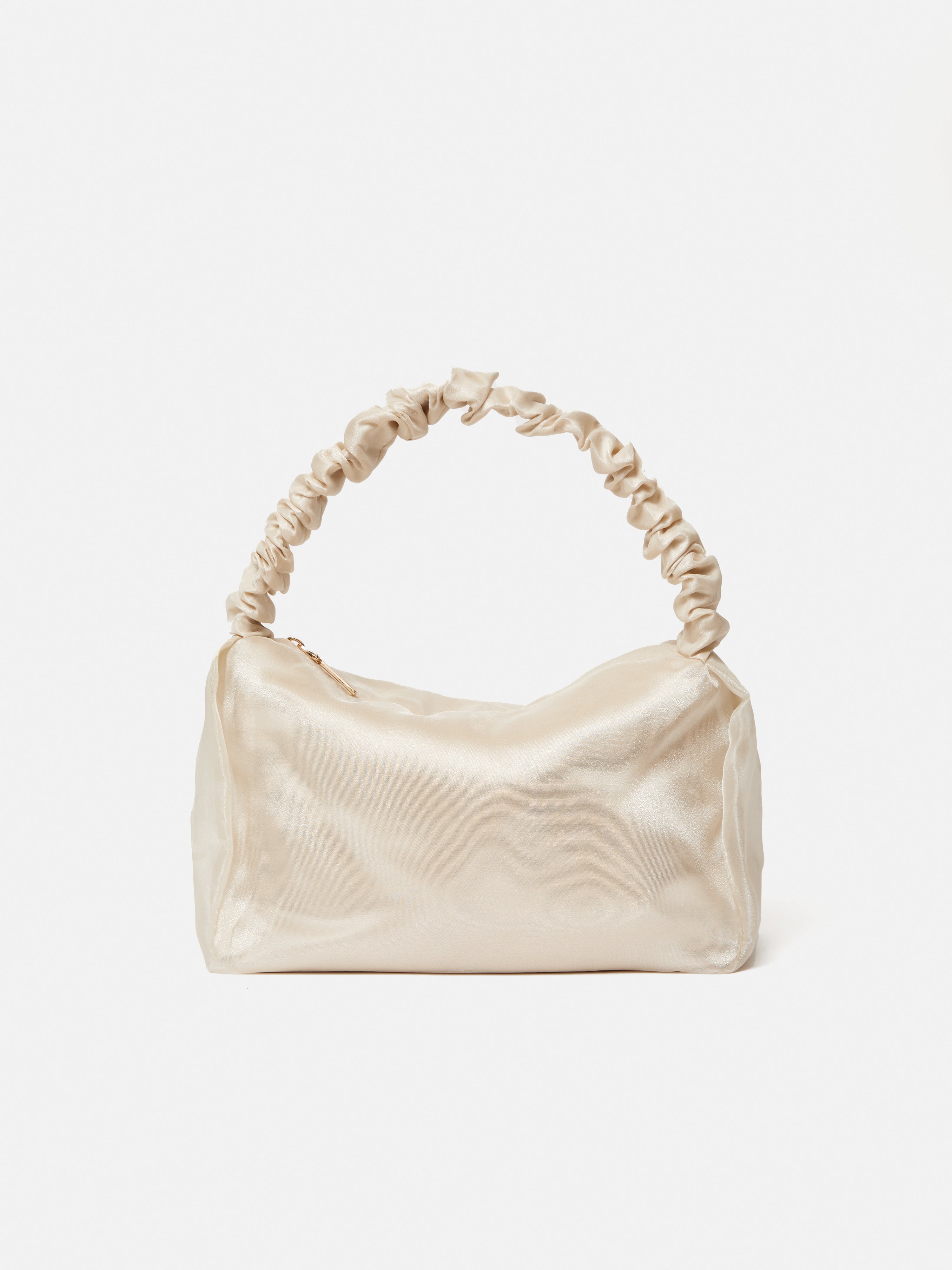 Elegant Ruched Organza Mini Bag in Cream - Perfect for Weddings, Parties & Evening Events