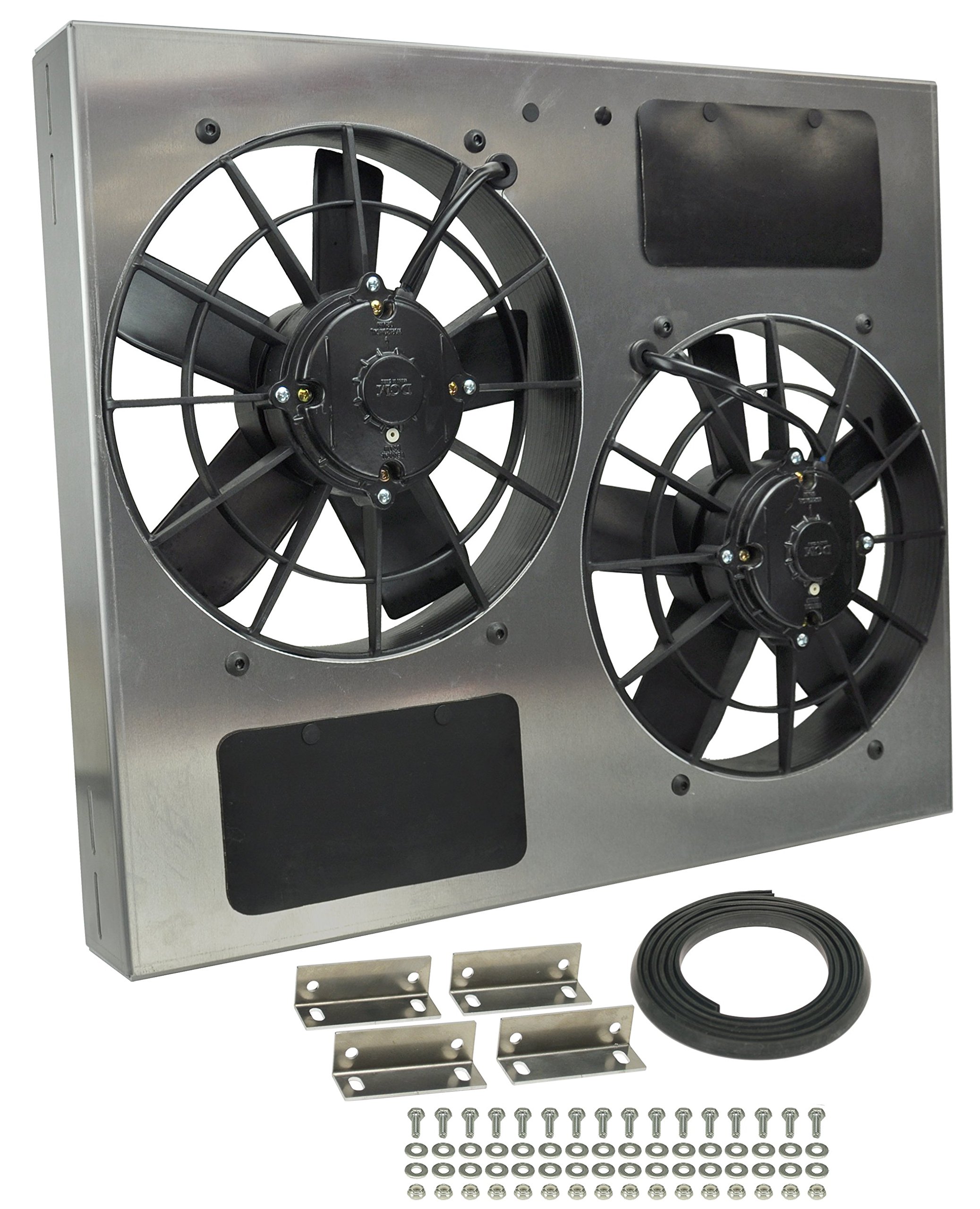 Derale 16835 High Performance Dual Radiator Fan Kit with Aluminum Shroud - Universal Fit for Cars, Trucks & SUVs - Perfect for Engine Cooling & Overheating Prevention