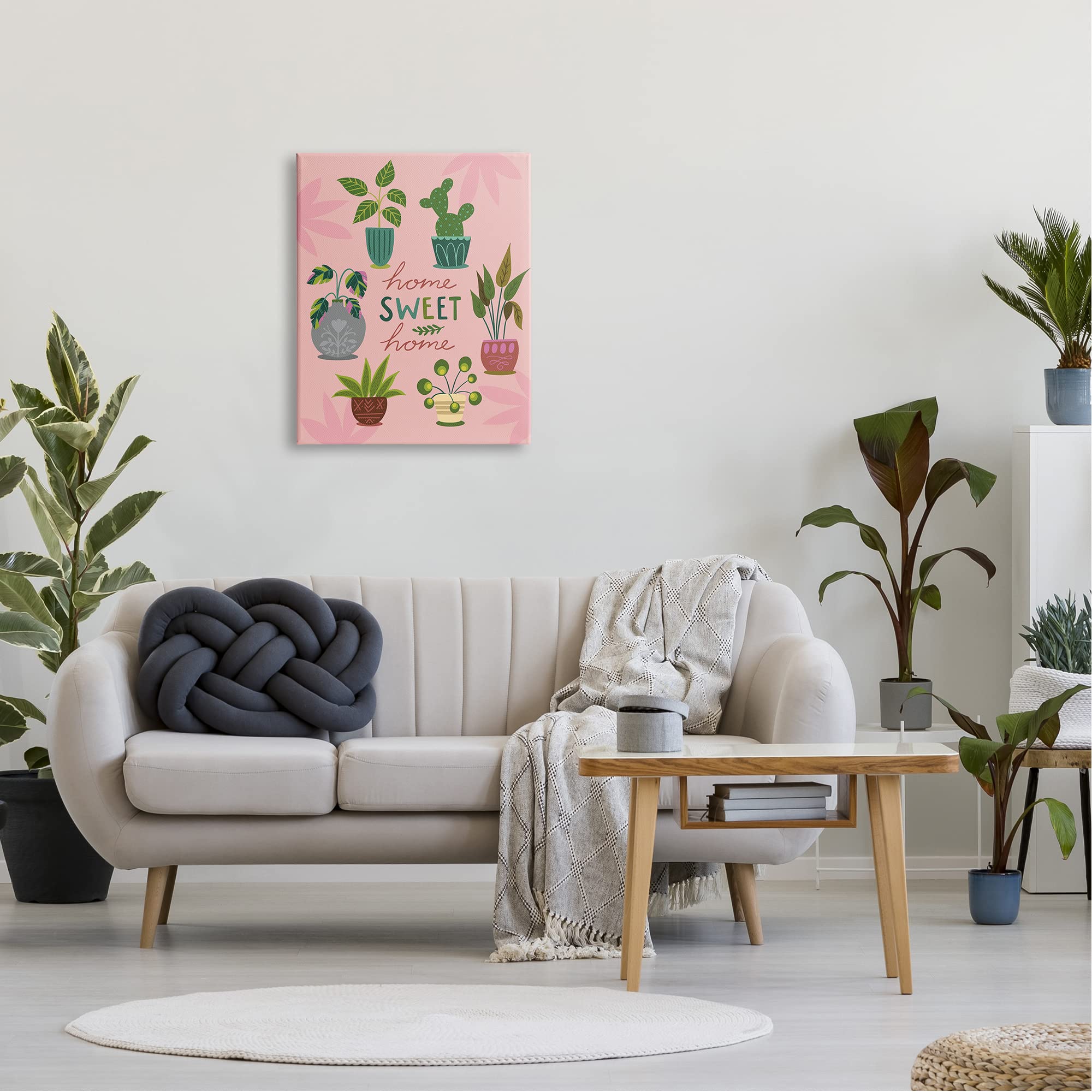 Stupell Industries 'Home Sweet Home' Charming Potted House Plants Wall Art - Louise Allen Design - Perfect for Living Room, Bedroom & Office Decor