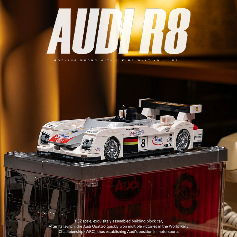 391PCS PB 8813 Audi R8 Le Mans Building Blocks Set - Premium Collector's Model Car Kit for Adults & Teens - Perfect for Home Display, Office Decor, and Gift Giving