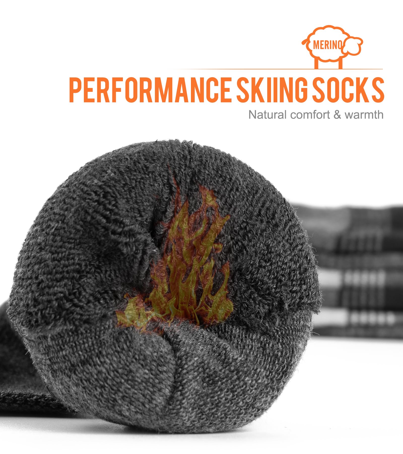 KEECOW Merino Wool Ski Socks for Men & Women - Thermal Warm Winter Snowboard & Hunting Socks (Multipack) - Knee-High Outdoor Socks for Skiing, Snowboarding & Cold Weather Activities