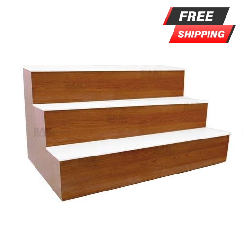 BarConic® 3-Tier LED Liquor Bottle Display Shelf - Wild Cherry Finish, Adjustable Lengths for Home Bar, Restaurant & Retail Store Showcase