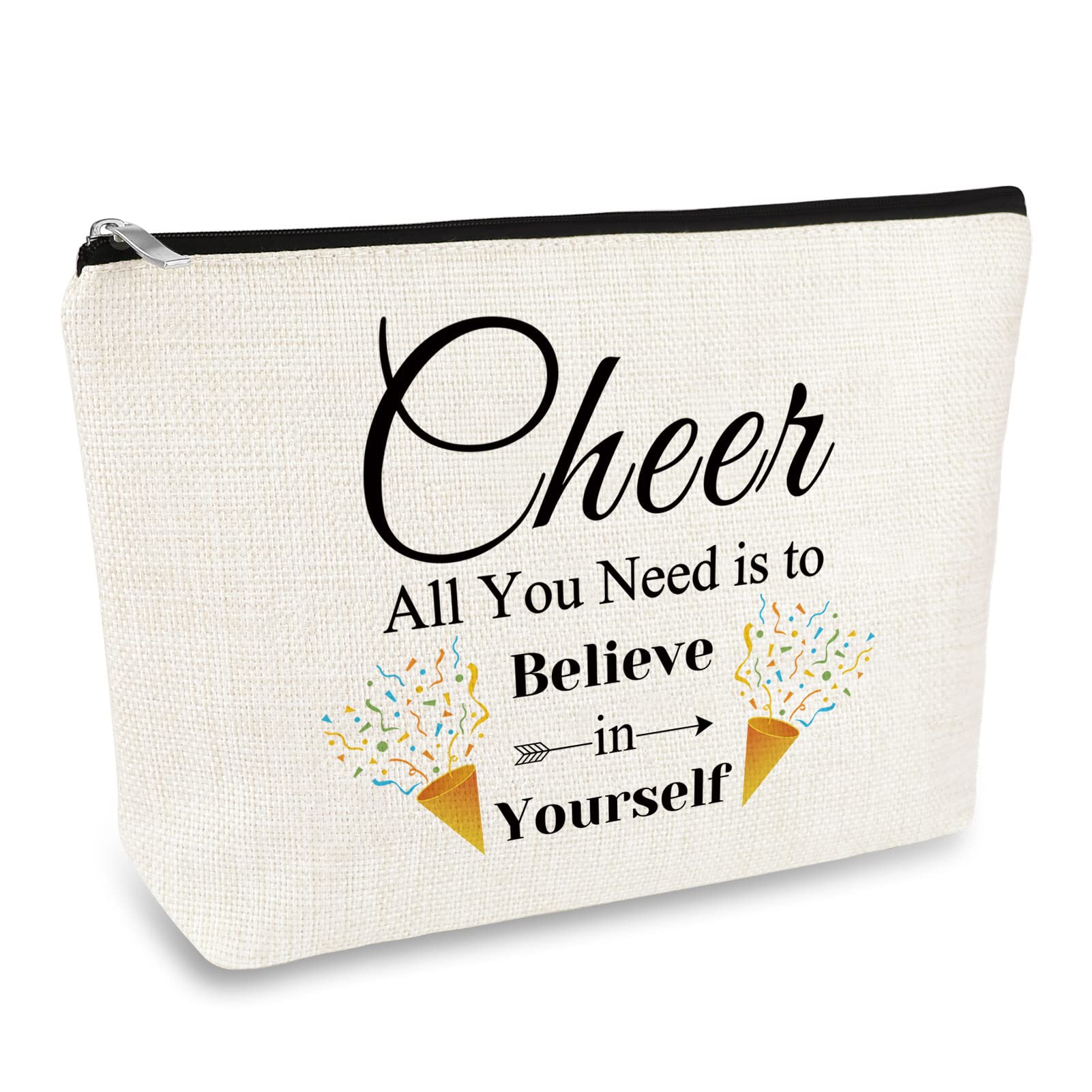 **Cheerleading Makeup Bag for Girls - Inspirational Cheerleader Gift Set with Motivational Quote - Perfect for Travel, Birthday, Graduation & Team Gifts - Cosmetic & Toiletry Pouch for Women & Teens**    *(Use Case: Ideal for cheerleaders, dance teams, gym bags, travel essentials, birthday surprises, graduation presents, and motivational gifts for women & teens.)*