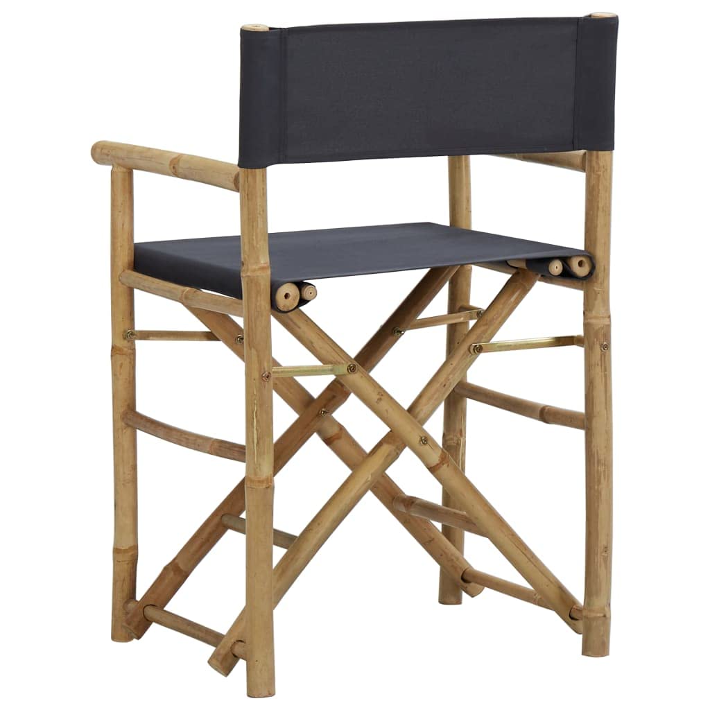 2-Pack Dark Gray Folding Director's Chairs - Bamboo & Fabric for Dining Room, Kitchen, Living Room, Garden - Indoor & Outdoor Use - Perfect for Patio, Picnics, Camping and Events