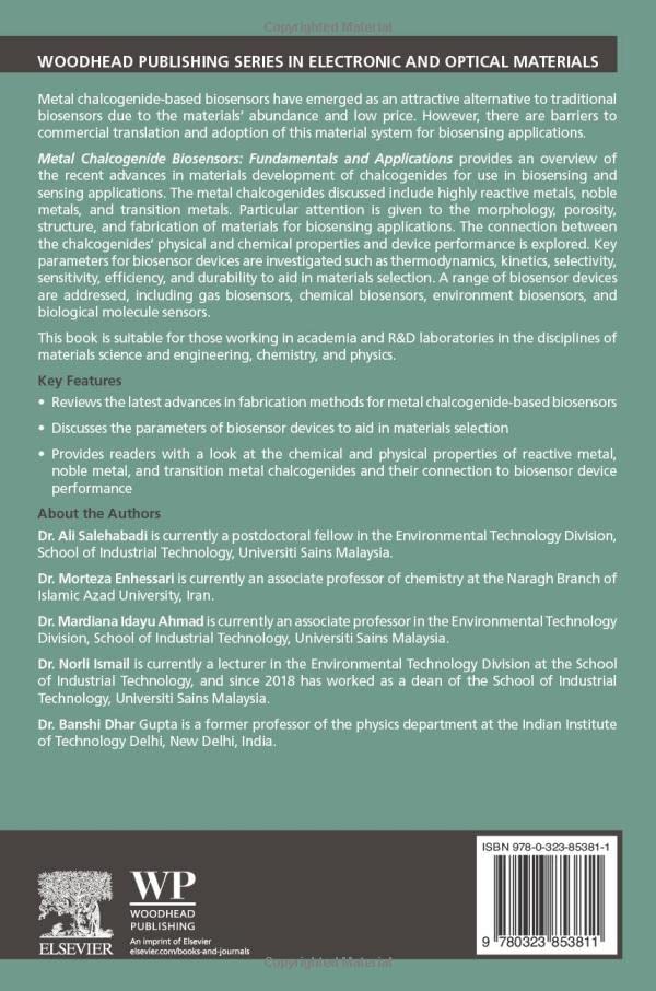 Metal Chalcogenide Biosensors: Fundamentals and Applications - Woodhead Publishing Electronic & Optical Materials Series | Advanced Biomedical Detection Technology for Laboratory Research & Clinical Diagnostics