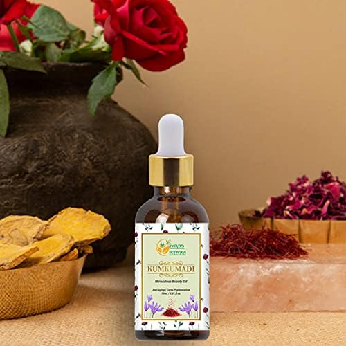 Pure Ayurvedic Saffron Face Oil with 26 Herbs - 30ml Natural Serum & Moisturizer for Glowing Skin - Perfect for Night Routine & Anti-Aging Care