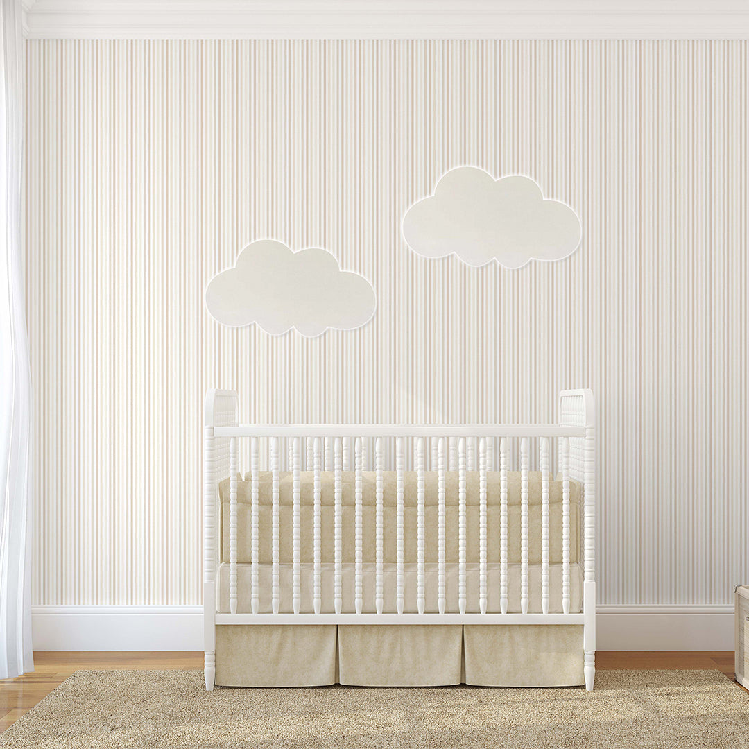 Pastel Beige Striped Wallpaper Roll - Self-Adhesive Peel & Stick Wallpaper for Bedroom, Living Room, Nursery - Waterproof Removable Wall Decor (Design S003)