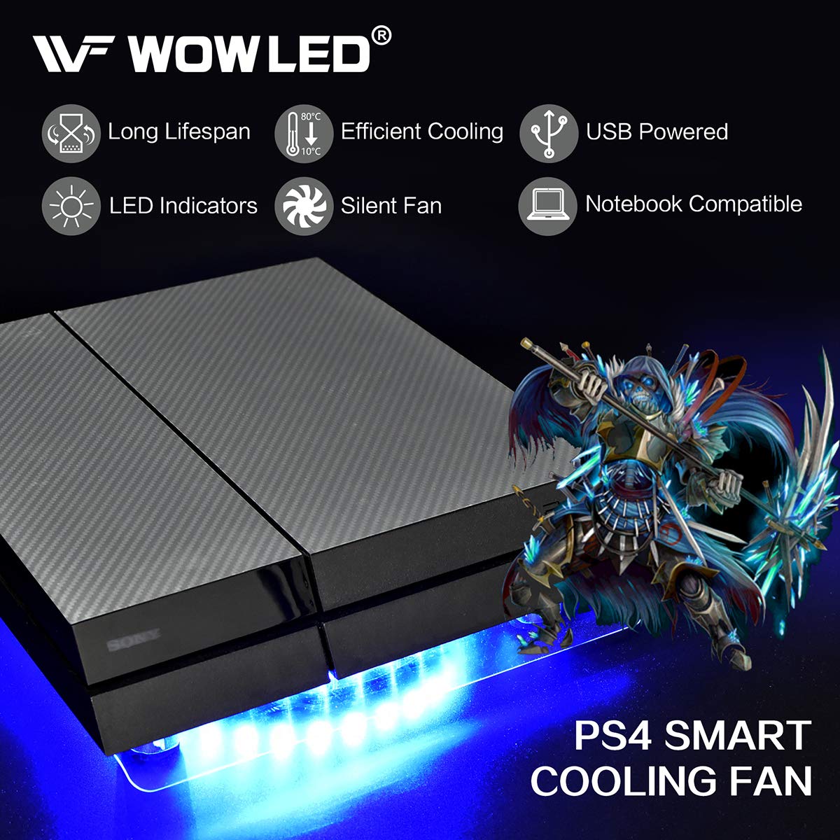 WOWLED Mini USB RGB LED Cooling Fan with 3-Key Control - Gaming PC Cooler for PS4, Xbox One X, Laptops & Desktops | Thermal Fan Pad, CPU Cooler & Case Lighting for Enhanced Gaming Performance