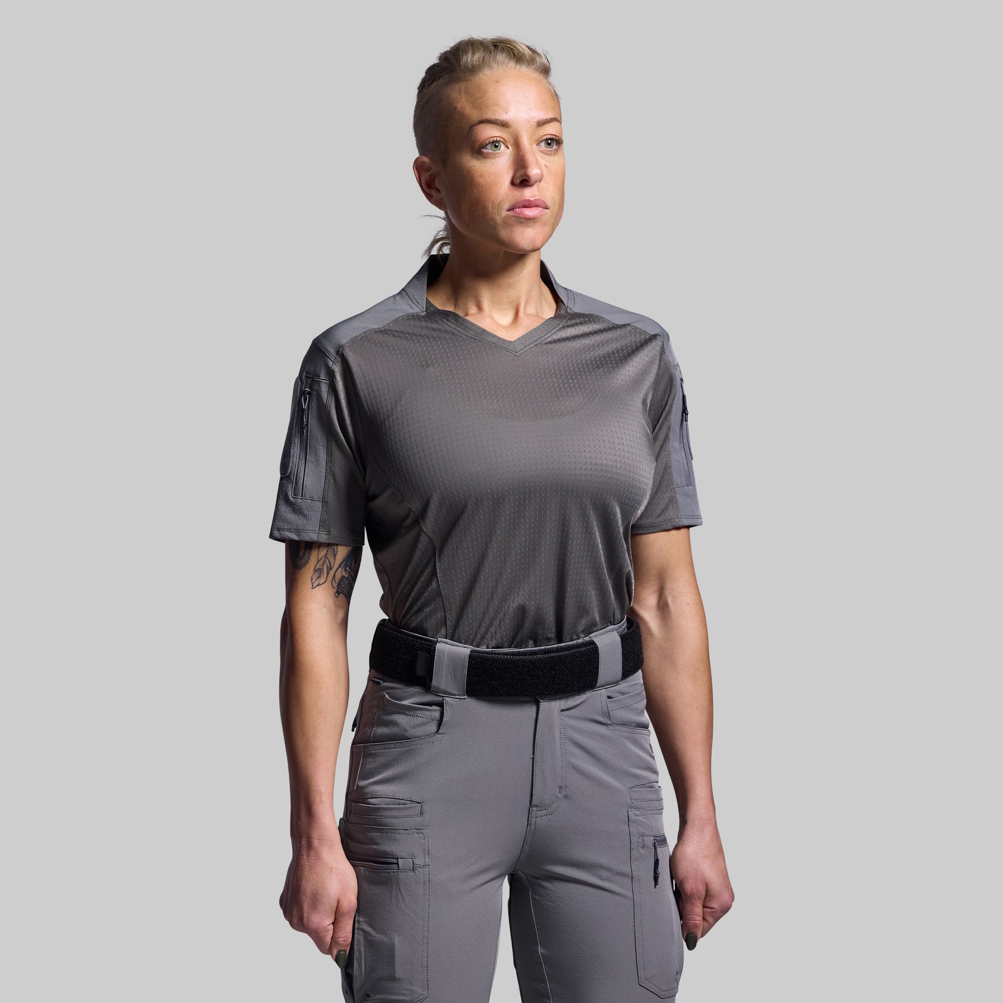 Women's Performance Op Top Pro - Breathable Workout Shirt for Running & Gym - Wolf Grey - Athletic Fit for Active Lifestyles