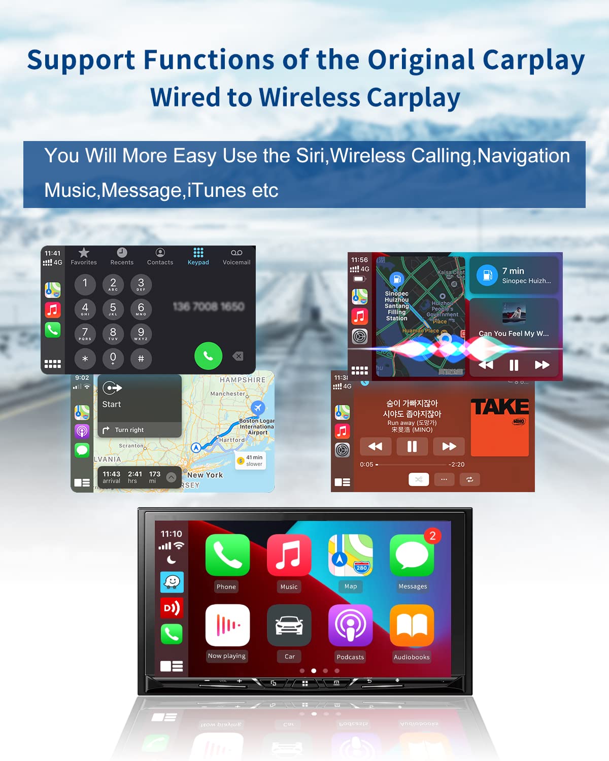 CarlinKit 3.0 Mini Wireless CarPlay Adapter - Convert Wired to Wireless CarPlay for iPhone iOS 10+ (2016+ Cars) | Seamless Music Streaming & Hands-Free Calling for Safer Driving
