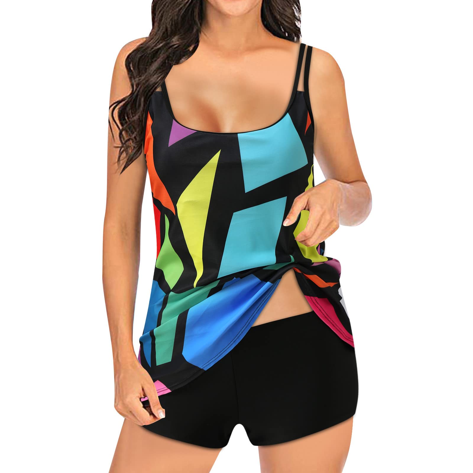 MOKINGTOP Women's One Shoulder High Waisted Tankini Bikini Set - Sexy Tie Side High Cut Two Piece Swimwear for Beach, Pool & Vacation