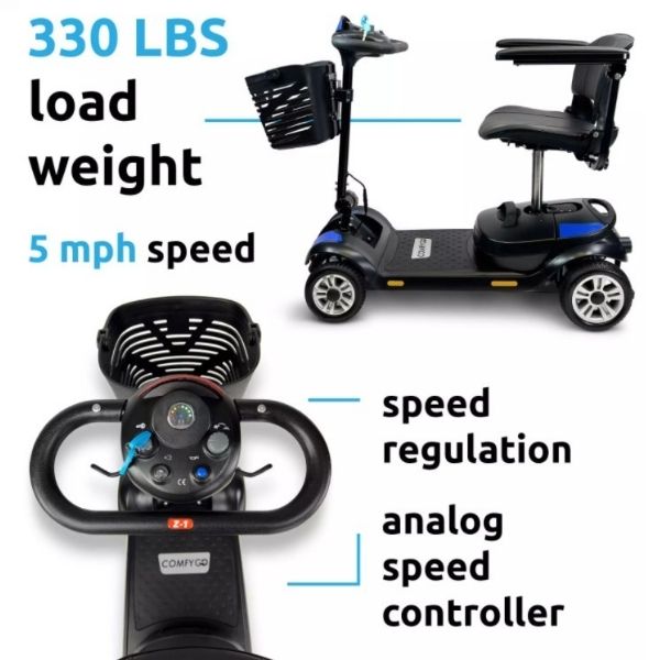 ComfyGo Z4 Lightweight Portable Mobility Scooter for Adults - Foldable Electric Scooter for Seniors & Disabled - Perfect for Travel, Shopping & Outdoor Activities